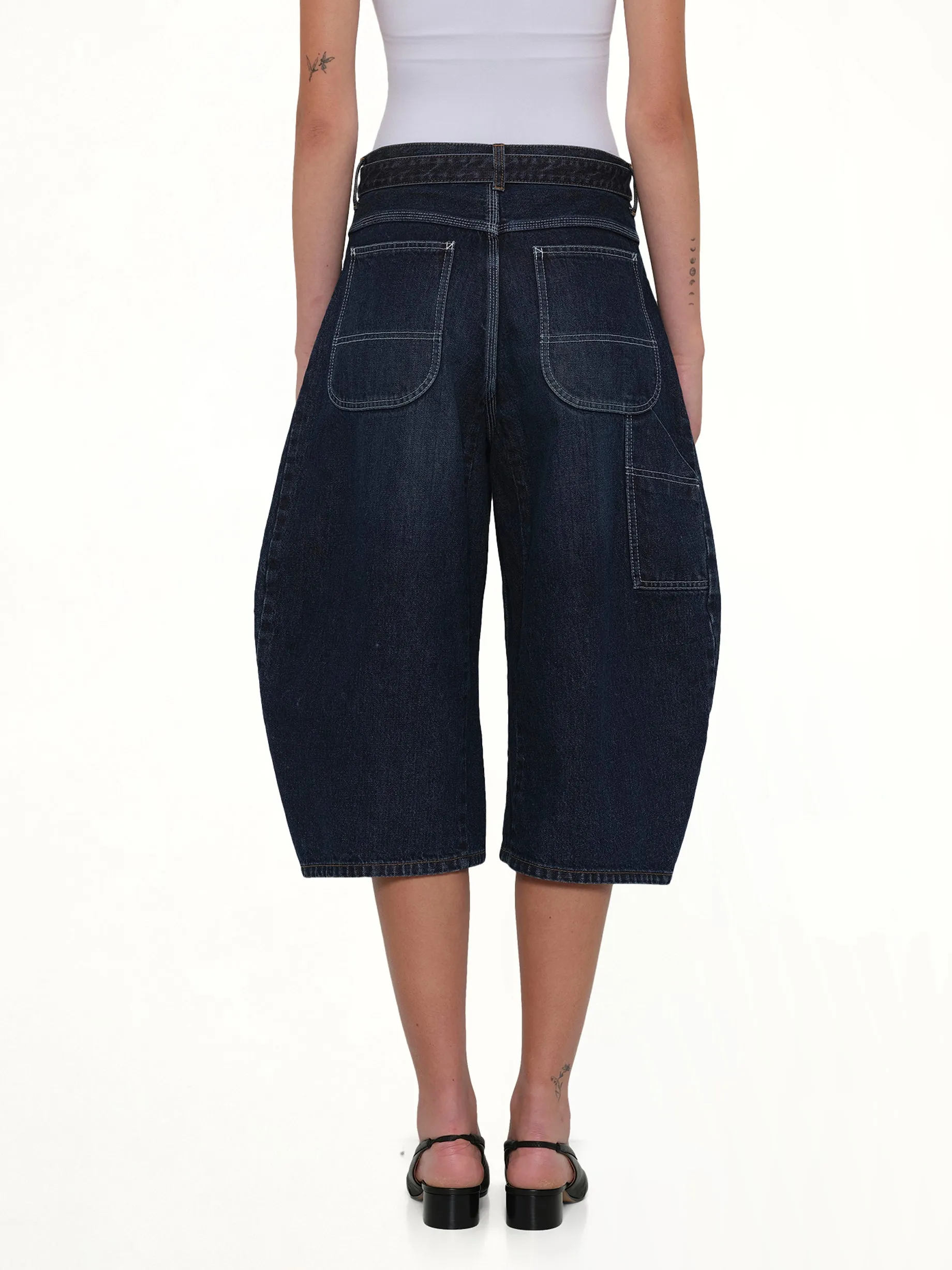 Barrel Denim Bermuda Pants in Blue sold by MARAIS product image thumbnail 5
