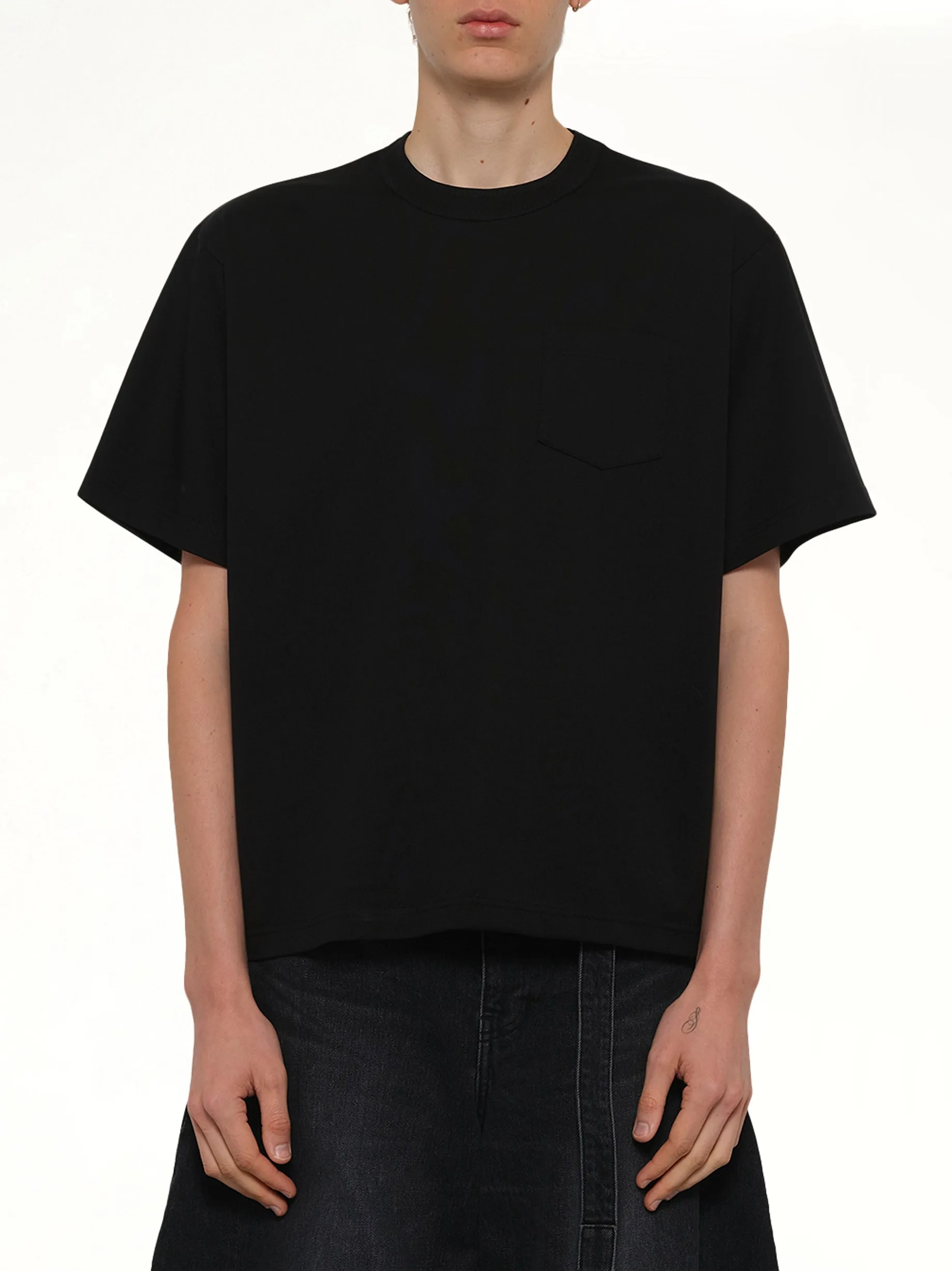 Cotton Jersey T-Shirt in Black sold by MARAIS