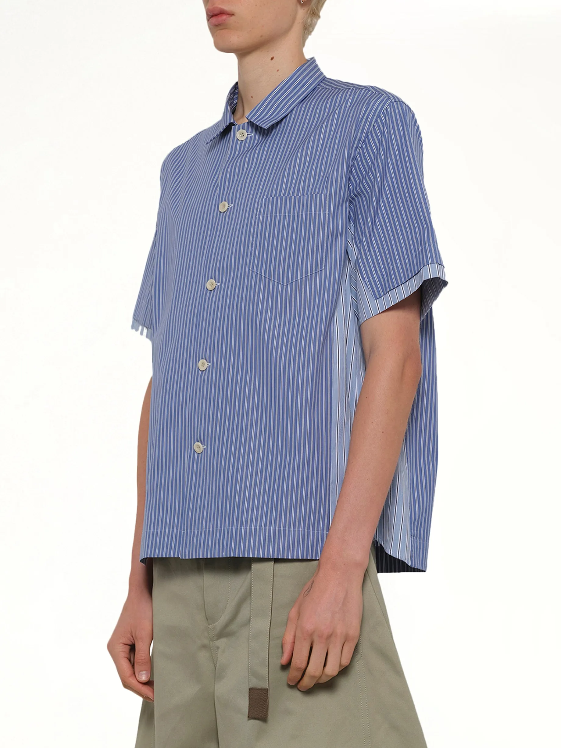 Poplin Shirt in Blue Stripe sold by MARAIS product image thumbnail 3