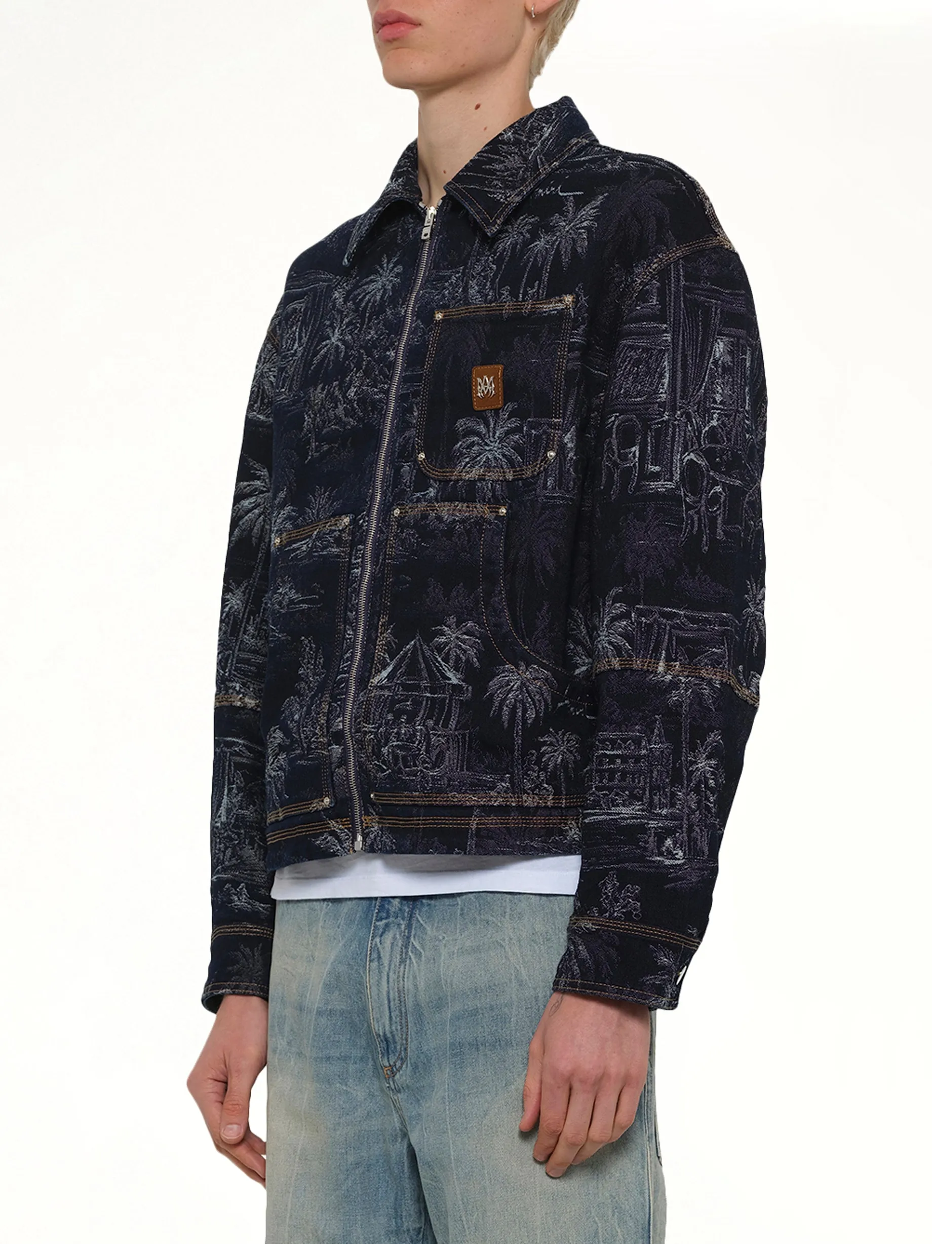 Chateau Palms Jacquard Jacket in Indigo sold by MARAIS product image thumbnail 3