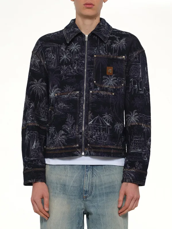 Chateau Palms Jacquard Jacket in Indigo made by AMIRI