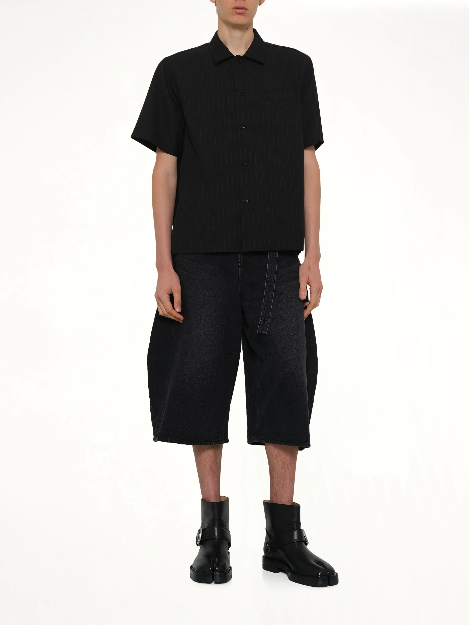 Chalk Stripe Shirt in Black sold by MARAIS product image thumbnail 4