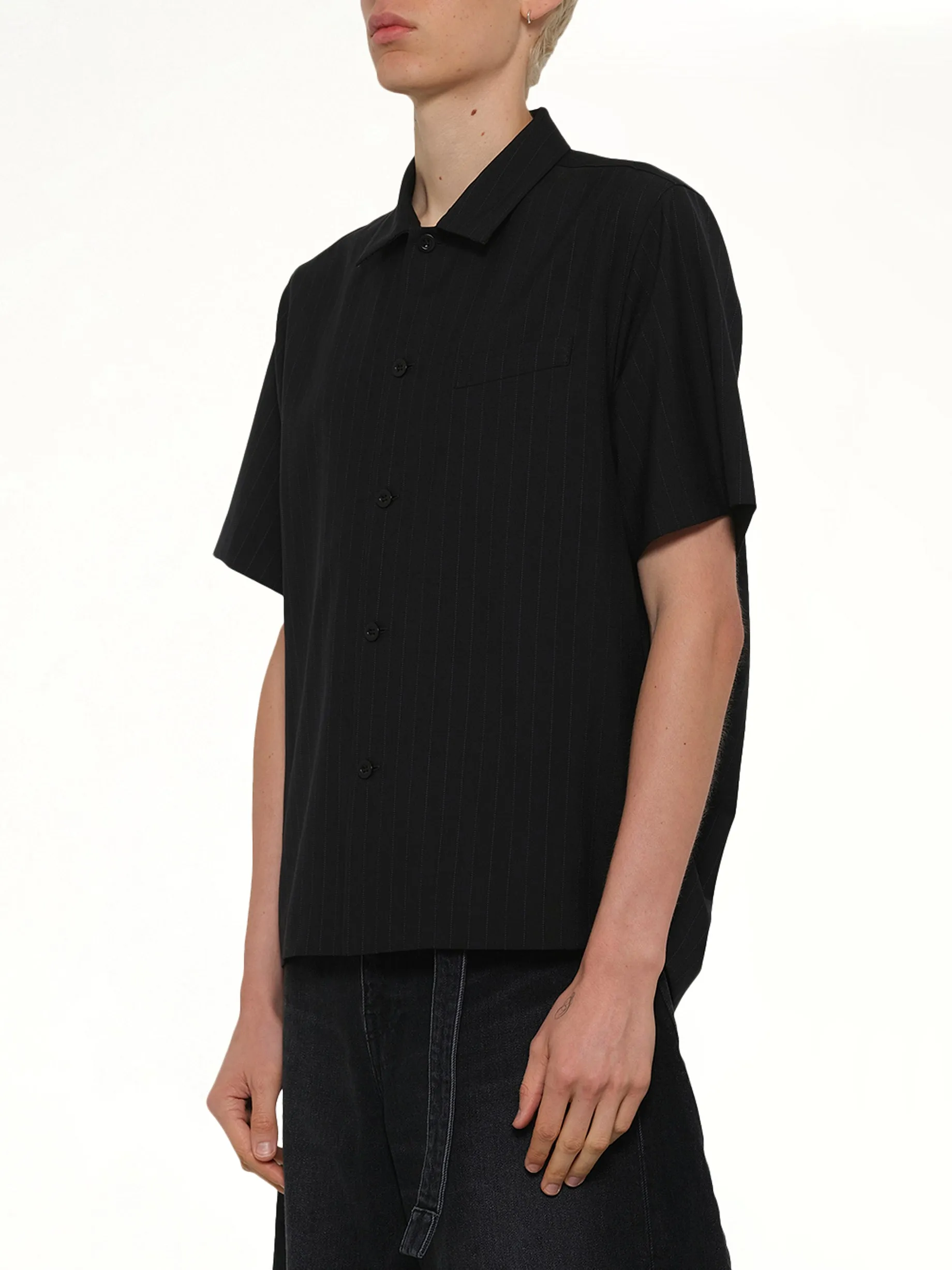 Chalk Stripe Shirt in Black sold by MARAIS product image thumbnail 3