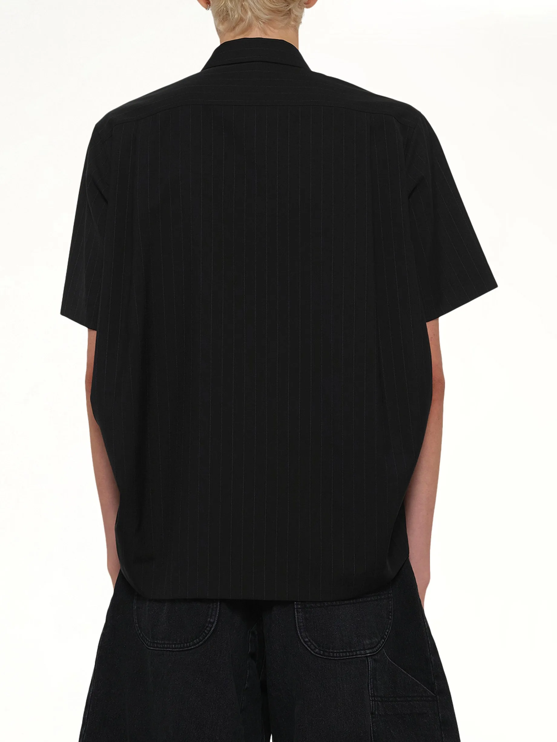 Chalk Stripe Shirt in Black sold by MARAIS product image thumbnail 5