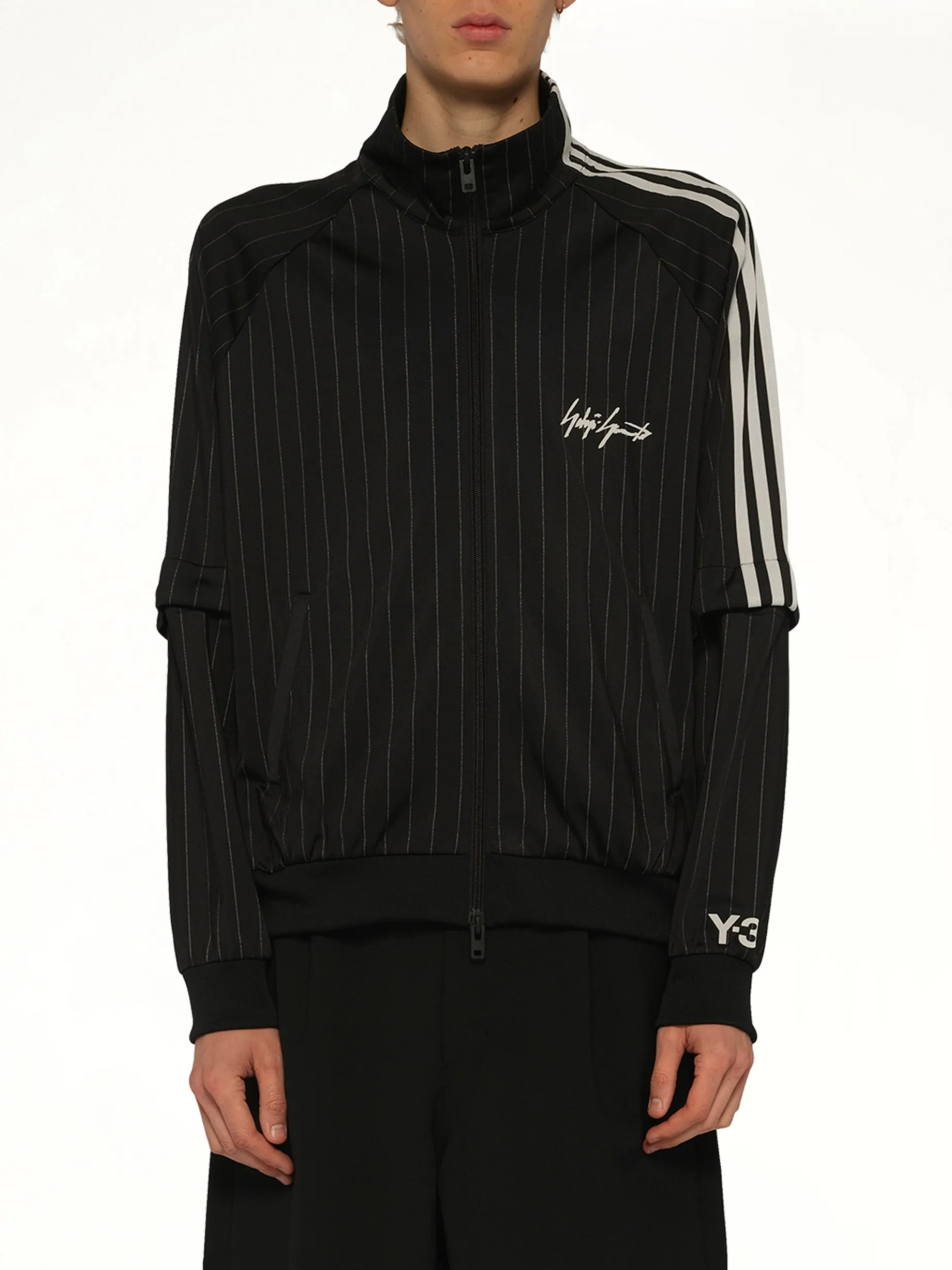 Pinstripe Track Top in Black sold by MARAIS