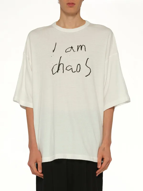 "I am Chaos" T-Shirt in Off White made by Undercover