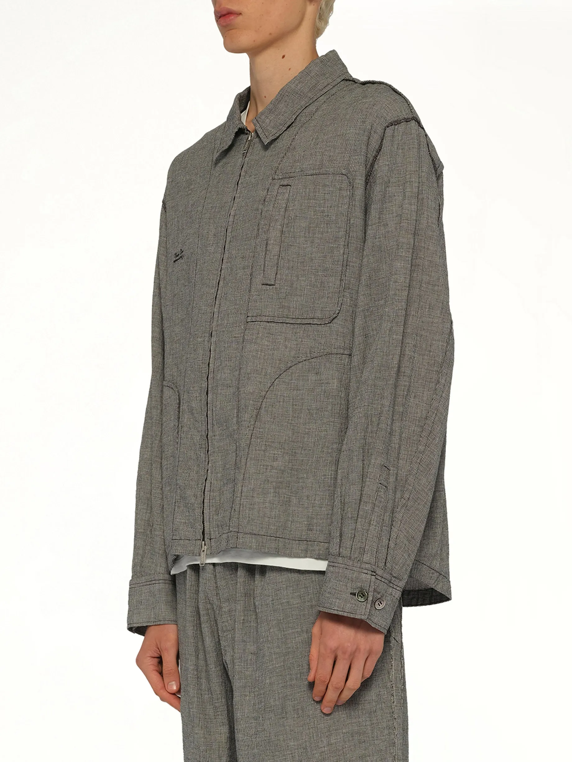 Linen Stripe Blouson in White/Black sold by MARAIS product image thumbnail 3