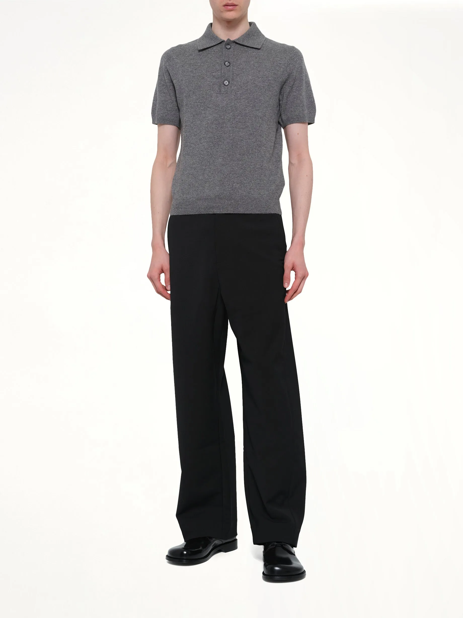 Short Sleeve Knit Polo in Concrete sold by MARAIS product image thumbnail 4