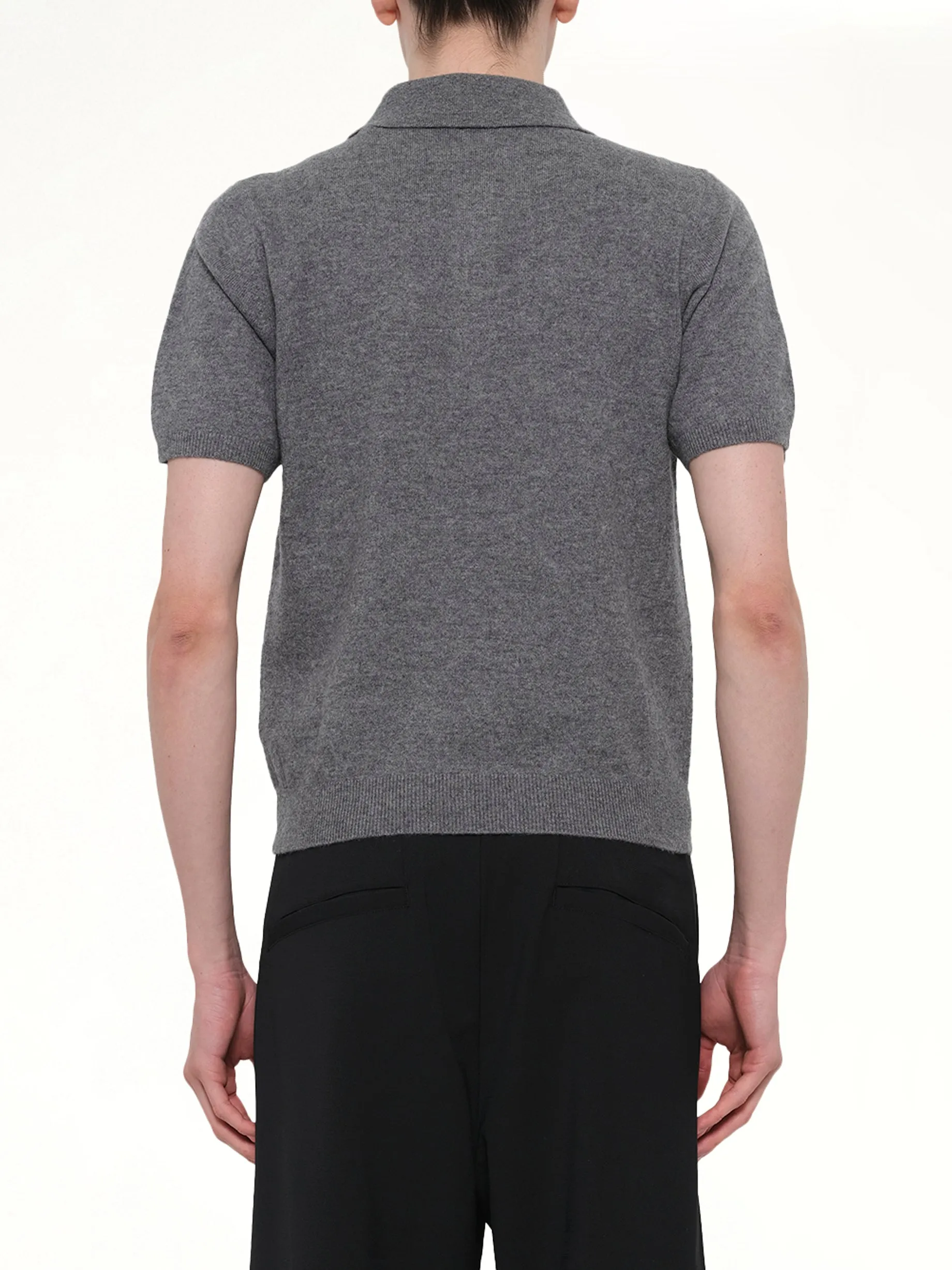 Short Sleeve Knit Polo in Concrete sold by MARAIS product image thumbnail 5
