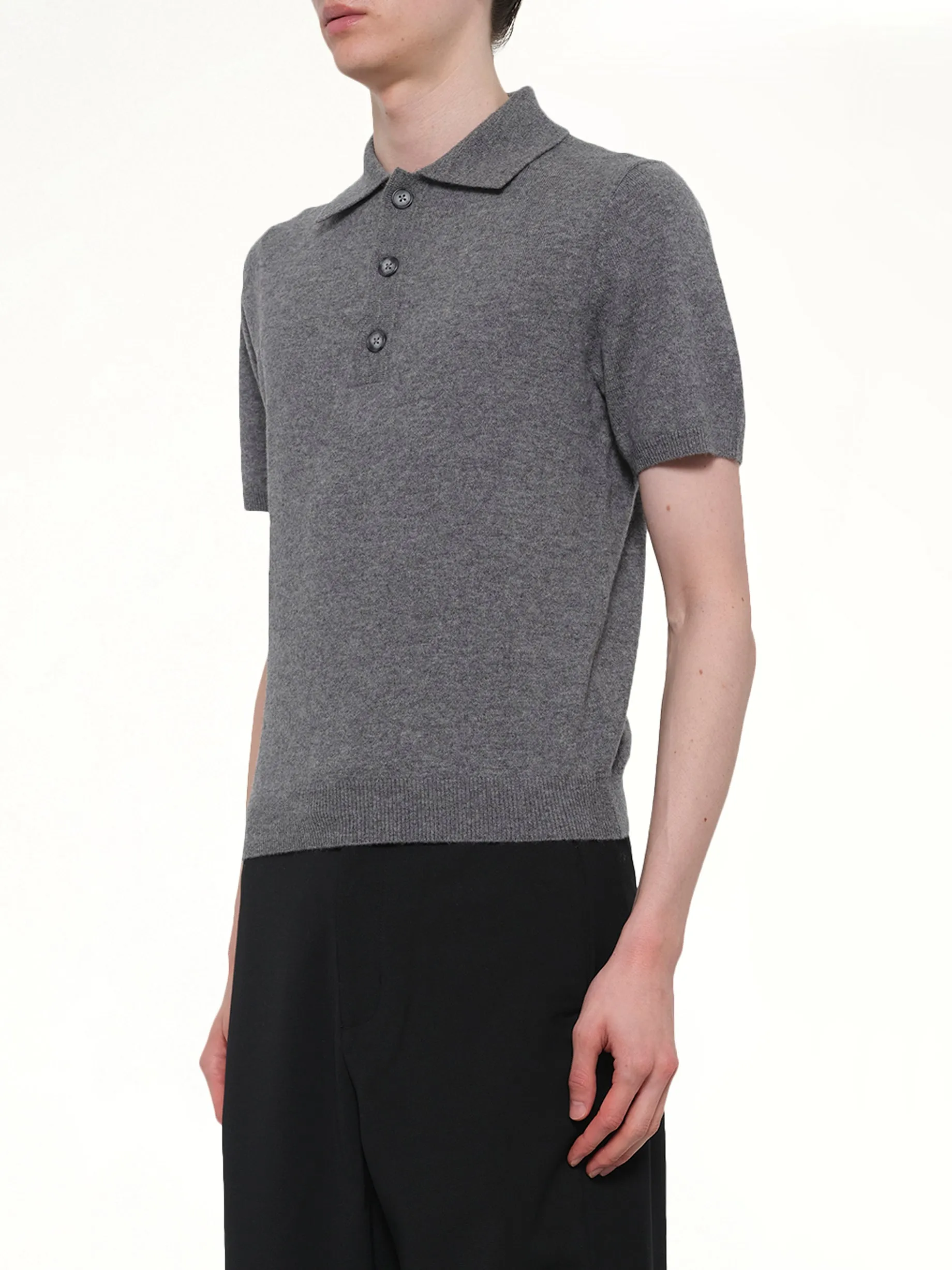 Short Sleeve Knit Polo in Concrete sold by MARAIS product image thumbnail 3