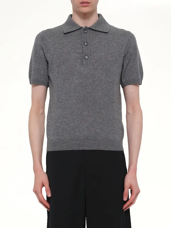 Short Sleeve Knit Polo in Concrete made by Entire Studios
