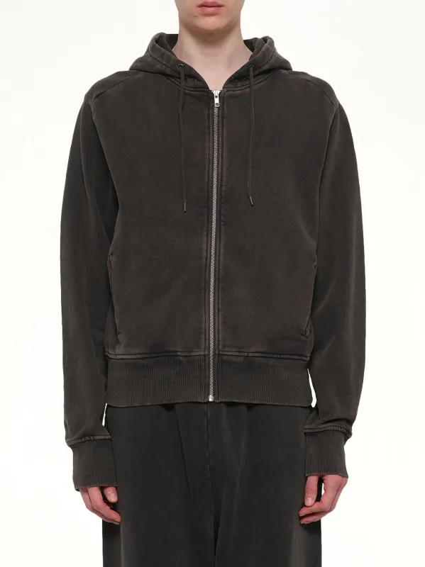 Slim Zip Up in Washed Black made by Entire Studios