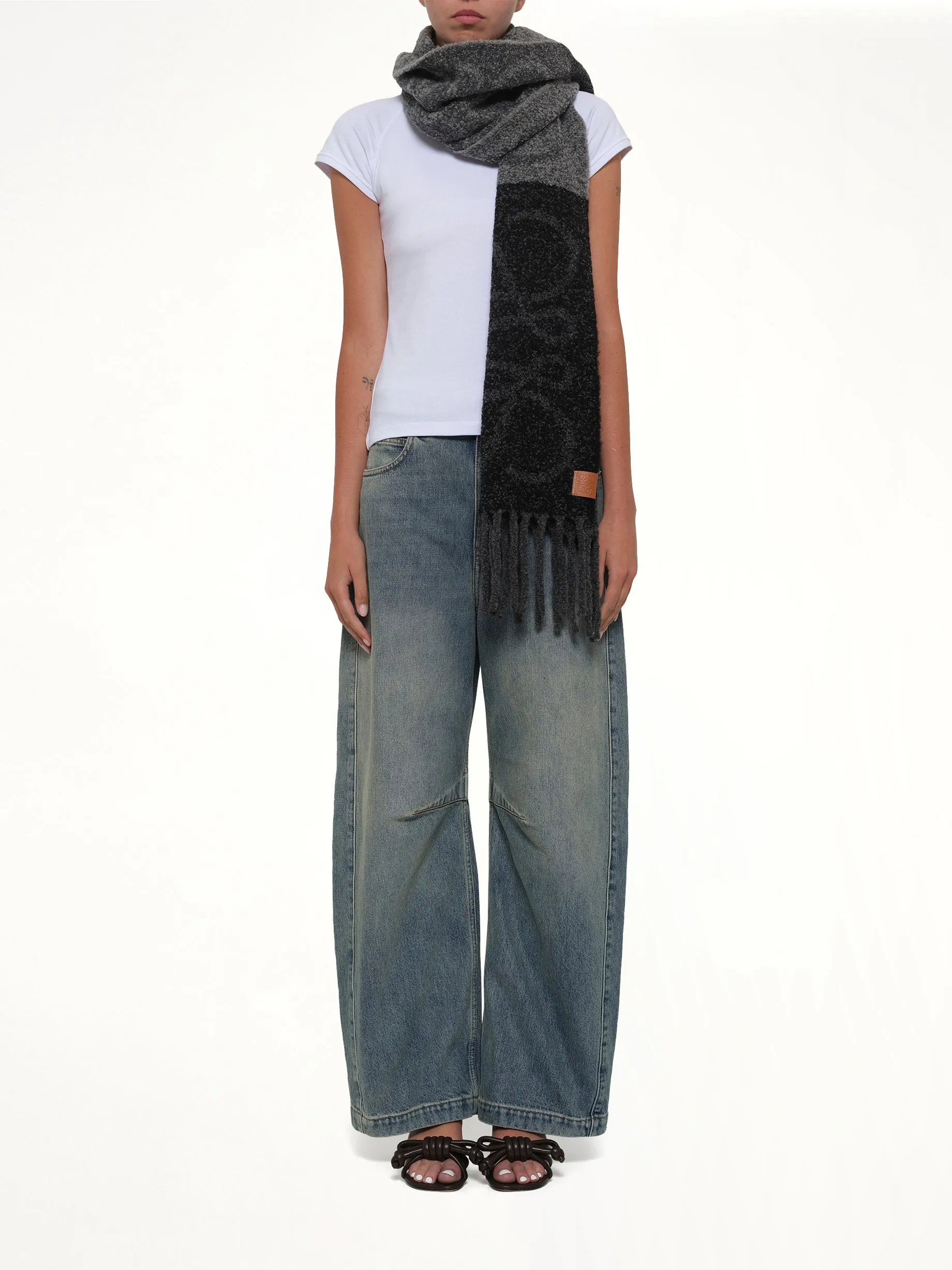 Big Anagram Scarf in Dark Grey/Black sold by MARAIS