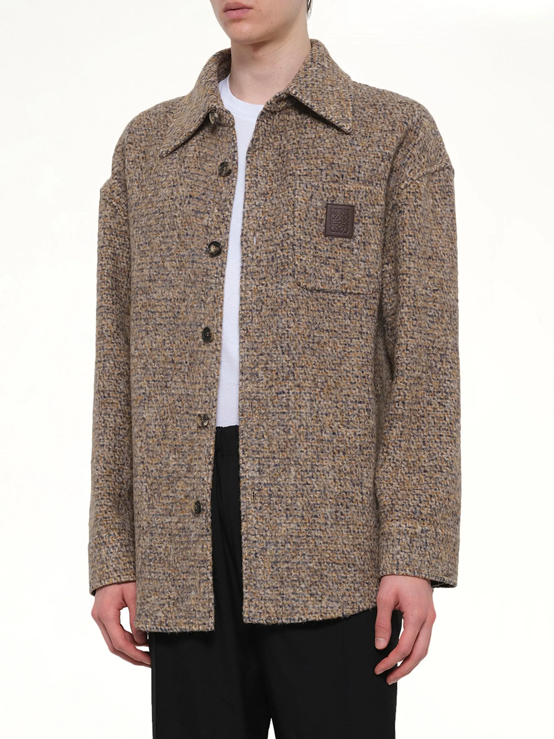 Overshirt in Beige/Blue Melange sold by MARAIS