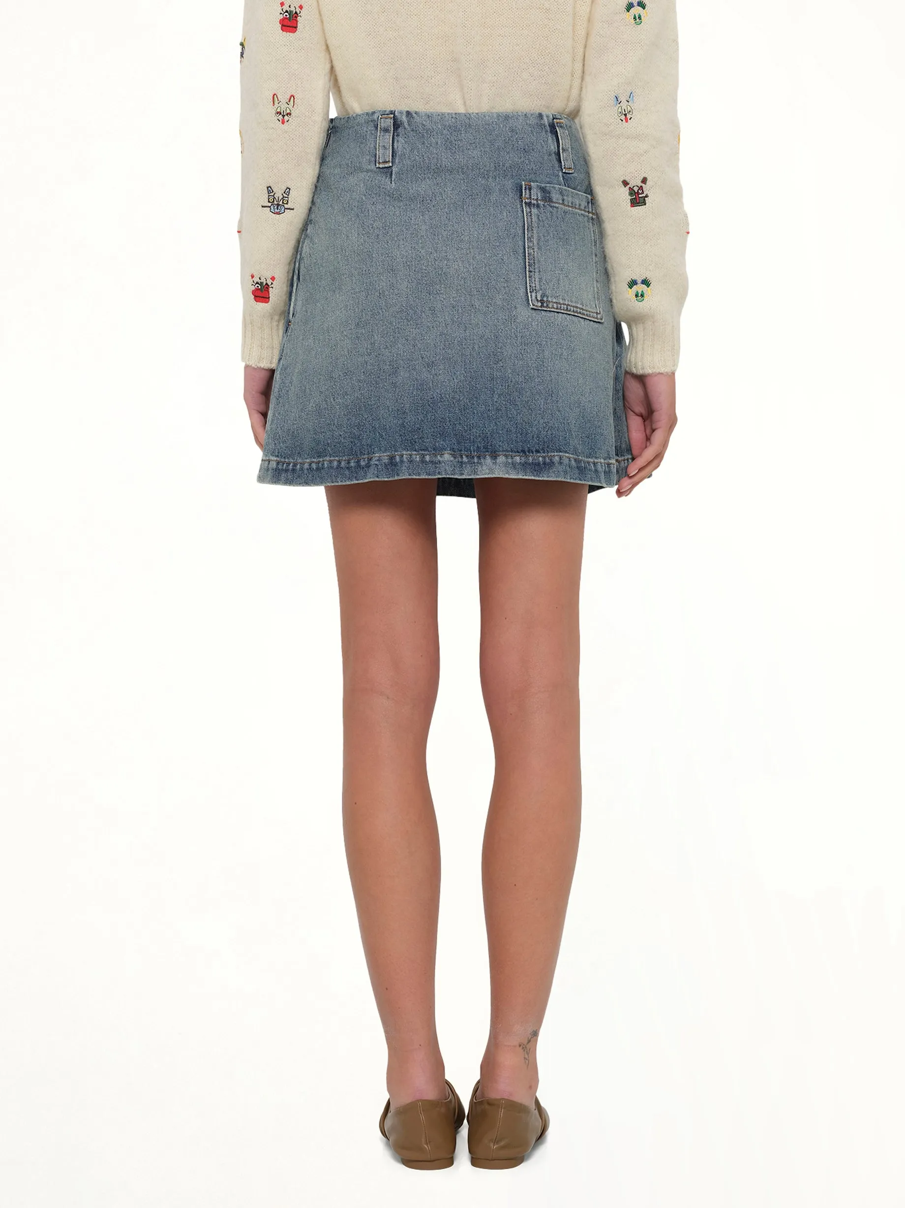 Mini Skirt in Washed Denim sold by MARAIS product image thumbnail 5