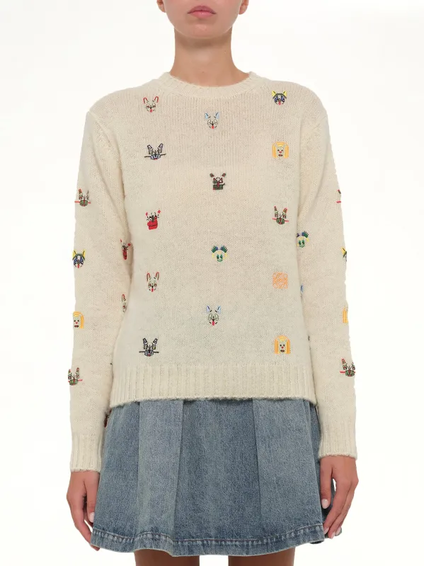 Louis Wain Sweater in White/Multicolour sold by MARAIS