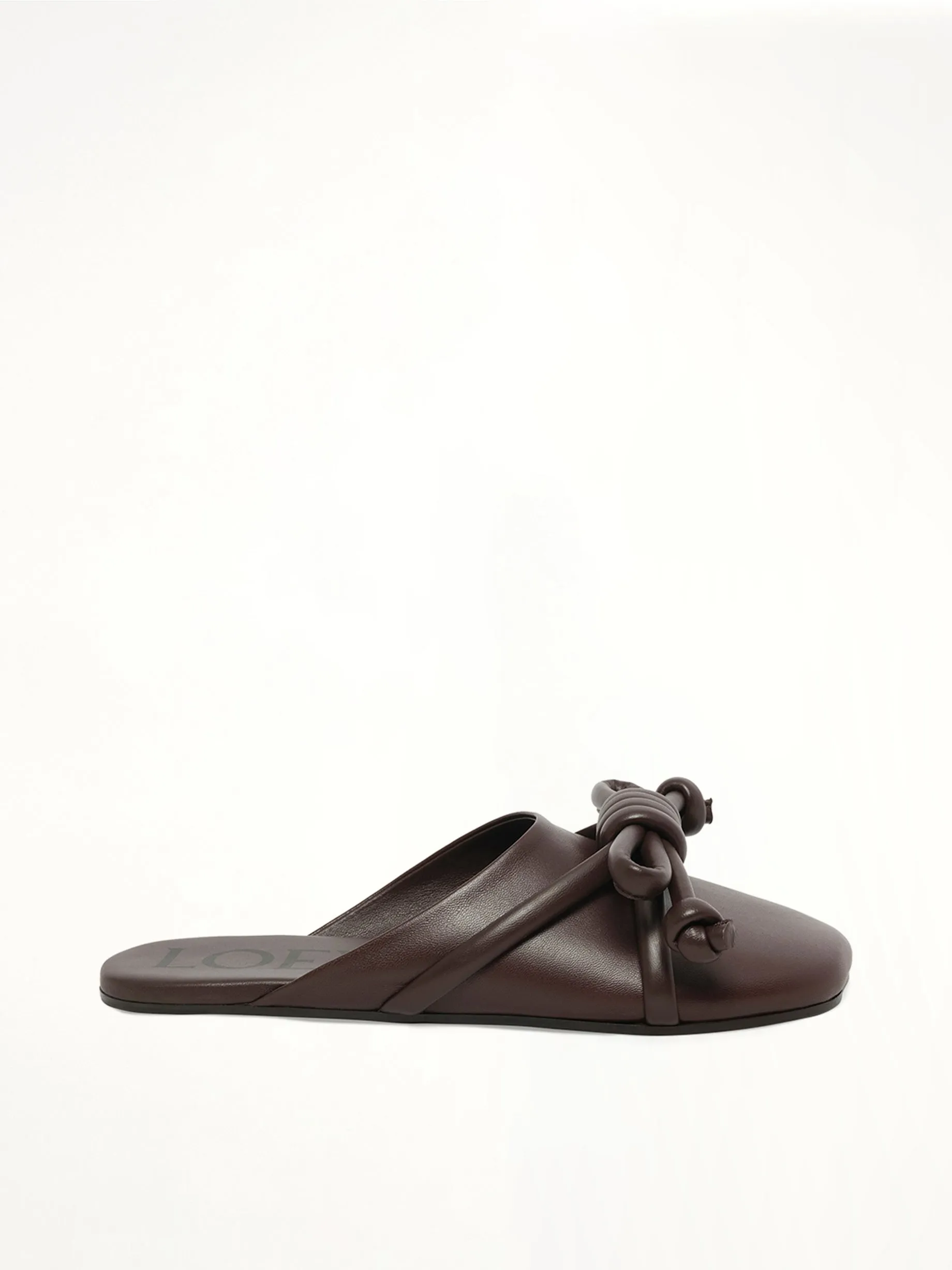 Flamenco Knot Mule in Dark Brownie sold by MARAIS