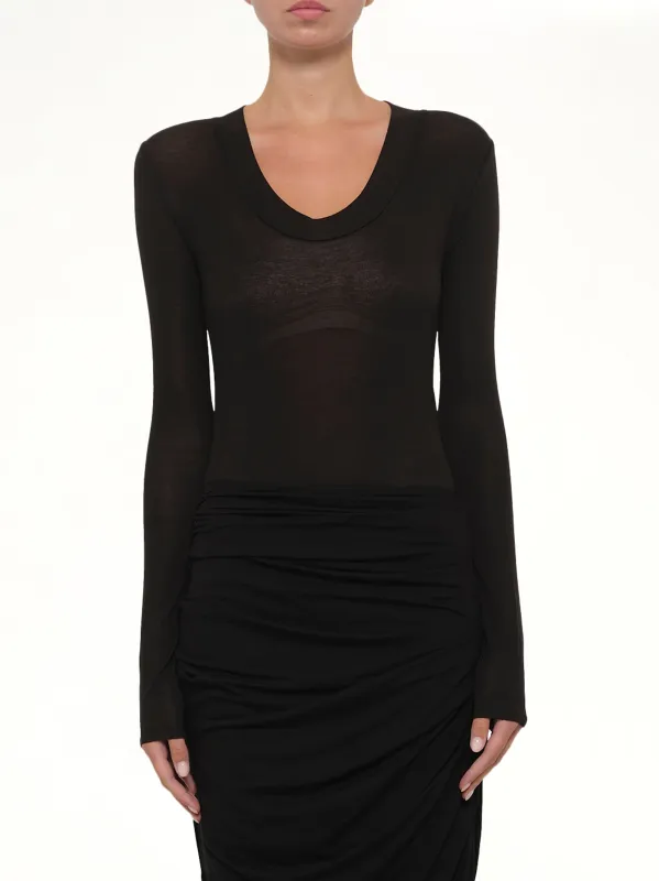 Circle Neck Bodysuit in Black sold by MARAIS