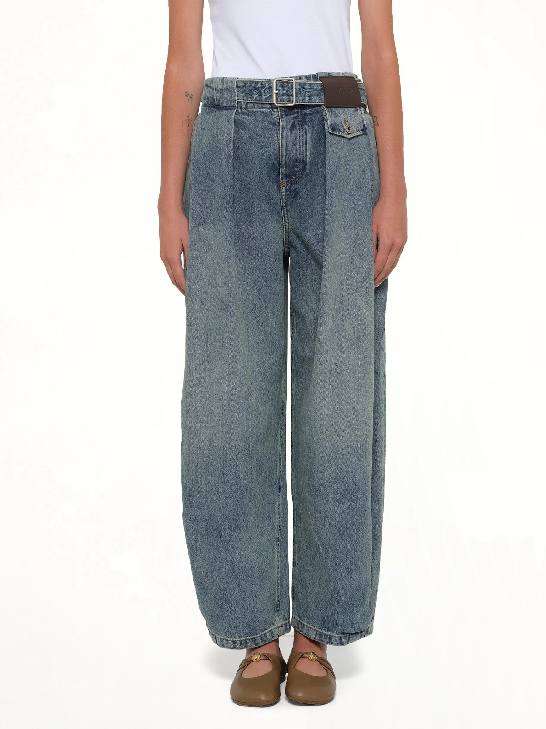 Belted Jeans AF in Washed Denim sold by MARAIS