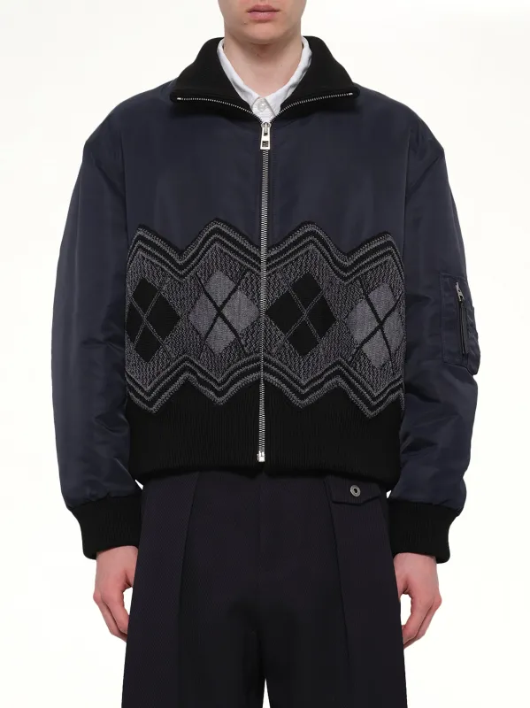 Argyle Bomber Jacket in Dark Navy made by Loewe