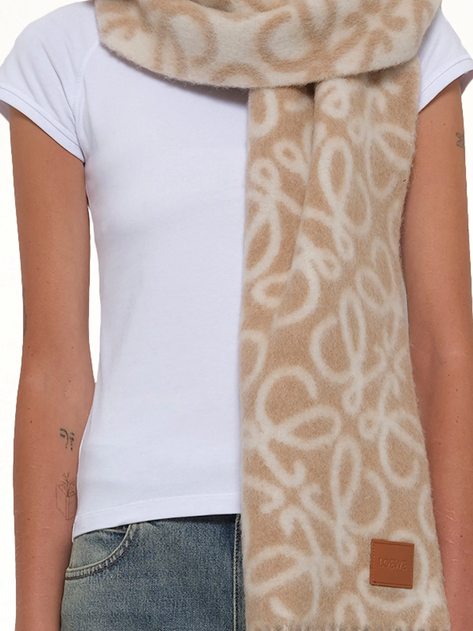 Anagram Scarf in Beige/White sold by MARAIS product image thumbnail 3