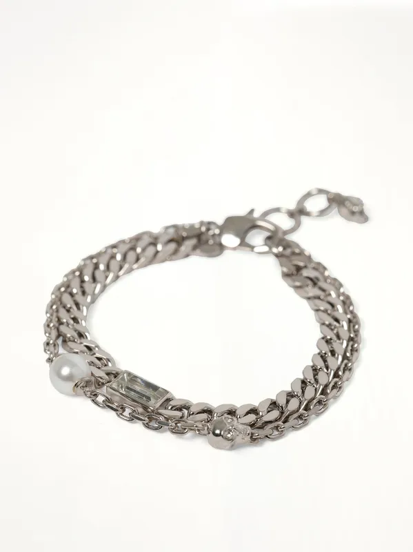Skull & Pearl Bracelet in Silver made by Alexander McQueen