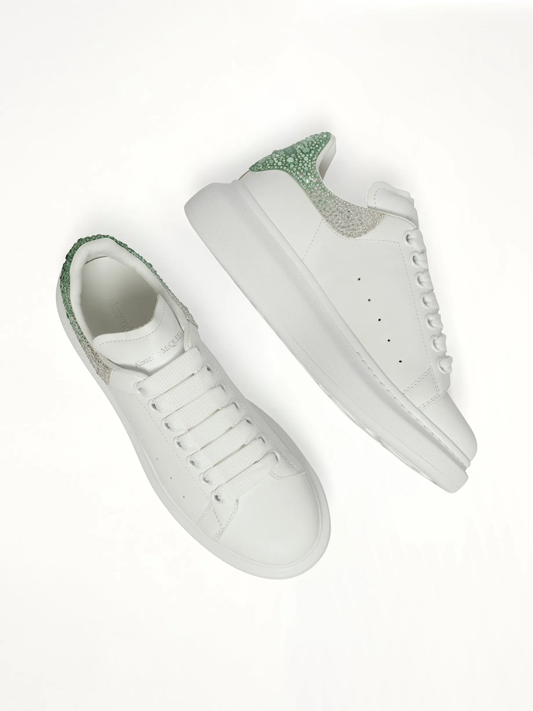 Larry Oversized Heel Sneaker in White/Green Crystal sold by MARAIS product image thumbnail 4