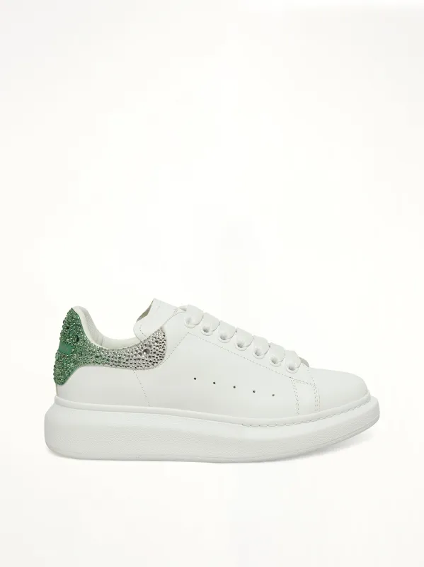 Larry Oversized Heel Sneaker in White/Green Crystal made by Alexander McQueen