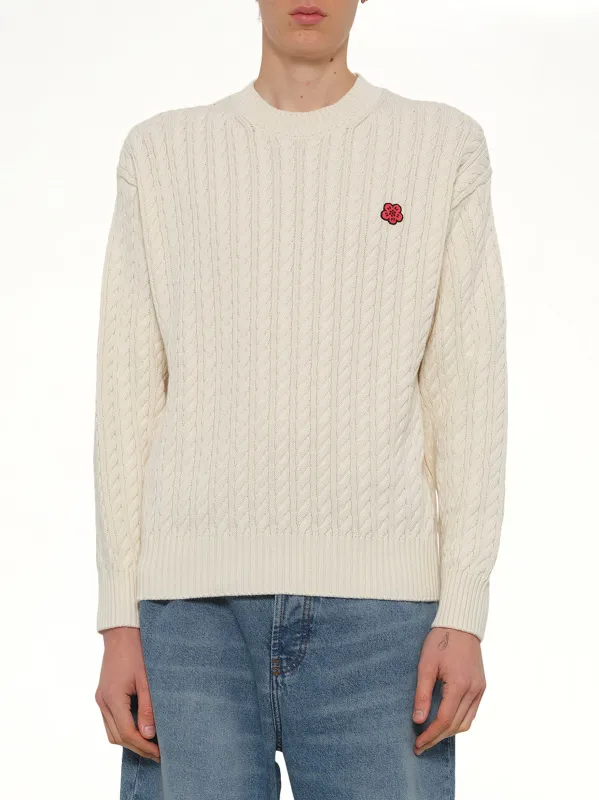Boke Flower Cable Knit Jumper in Ecru sold by MARAIS