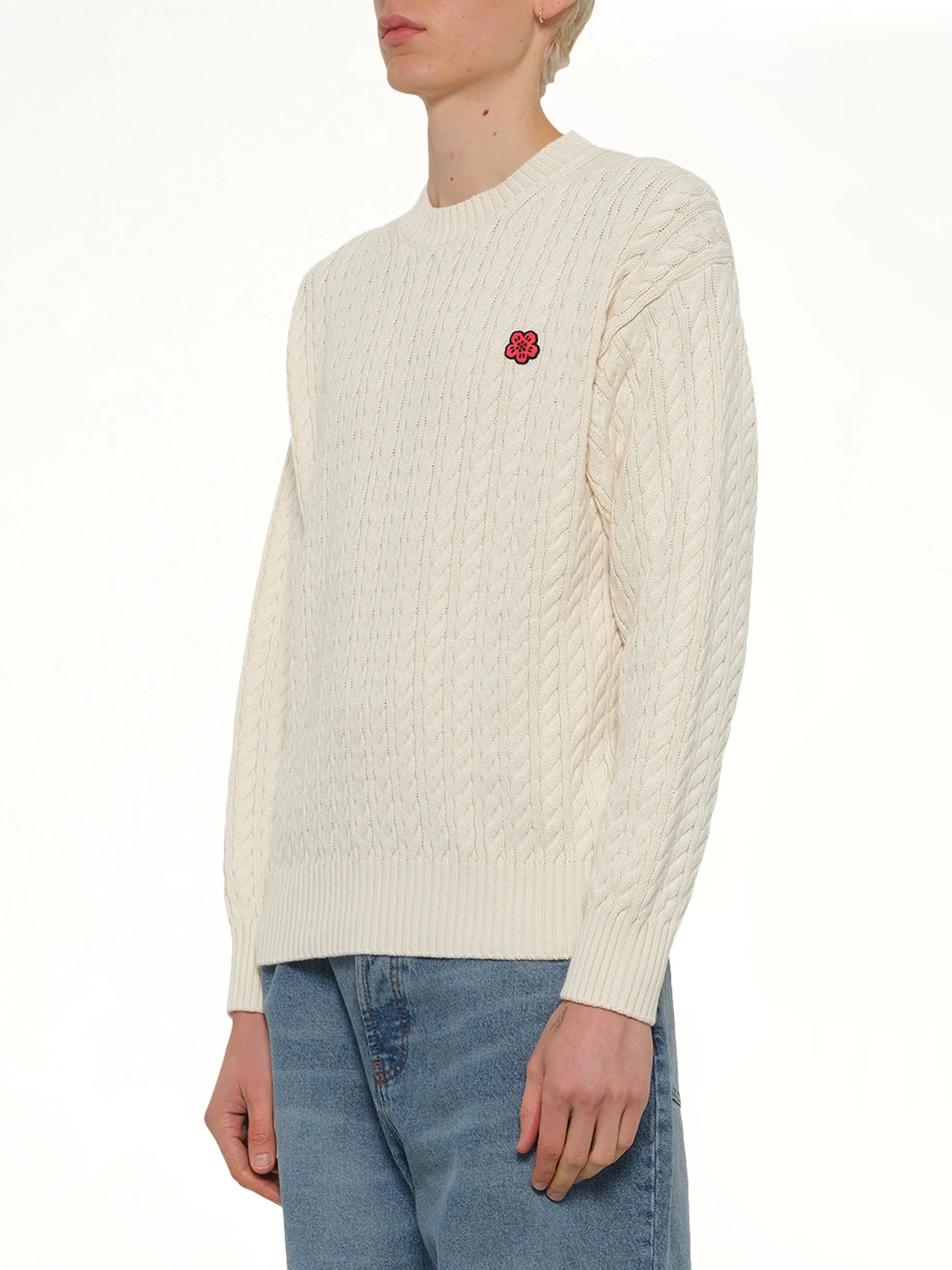 Boke Flower Cable Knit Jumper in Ecru sold by MARAIS product image thumbnail 3