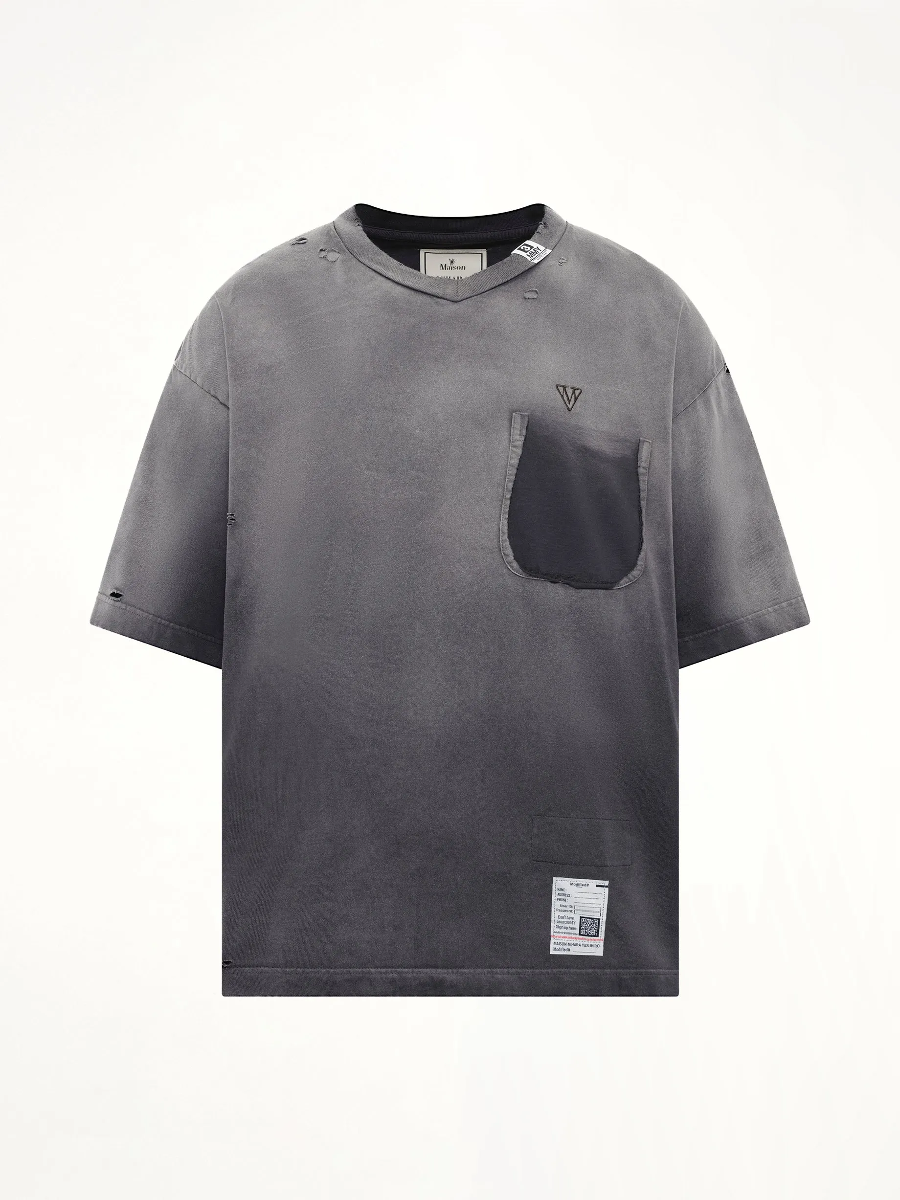 Sun Faded V Neck T-Shirt in Black sold by MARAIS product image thumbnail 2