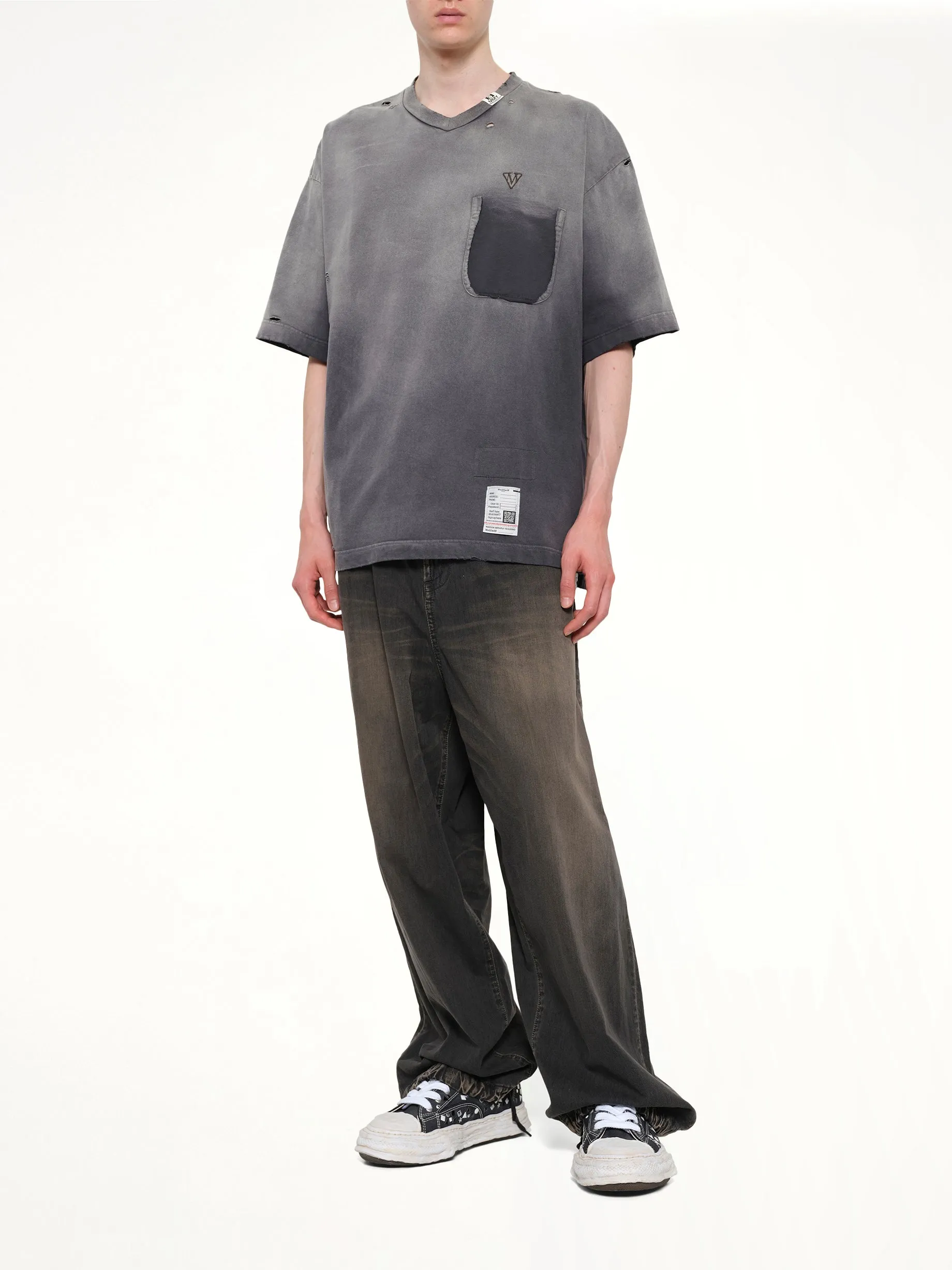 Sun Faded V Neck T-Shirt in Black sold by MARAIS product image thumbnail 4