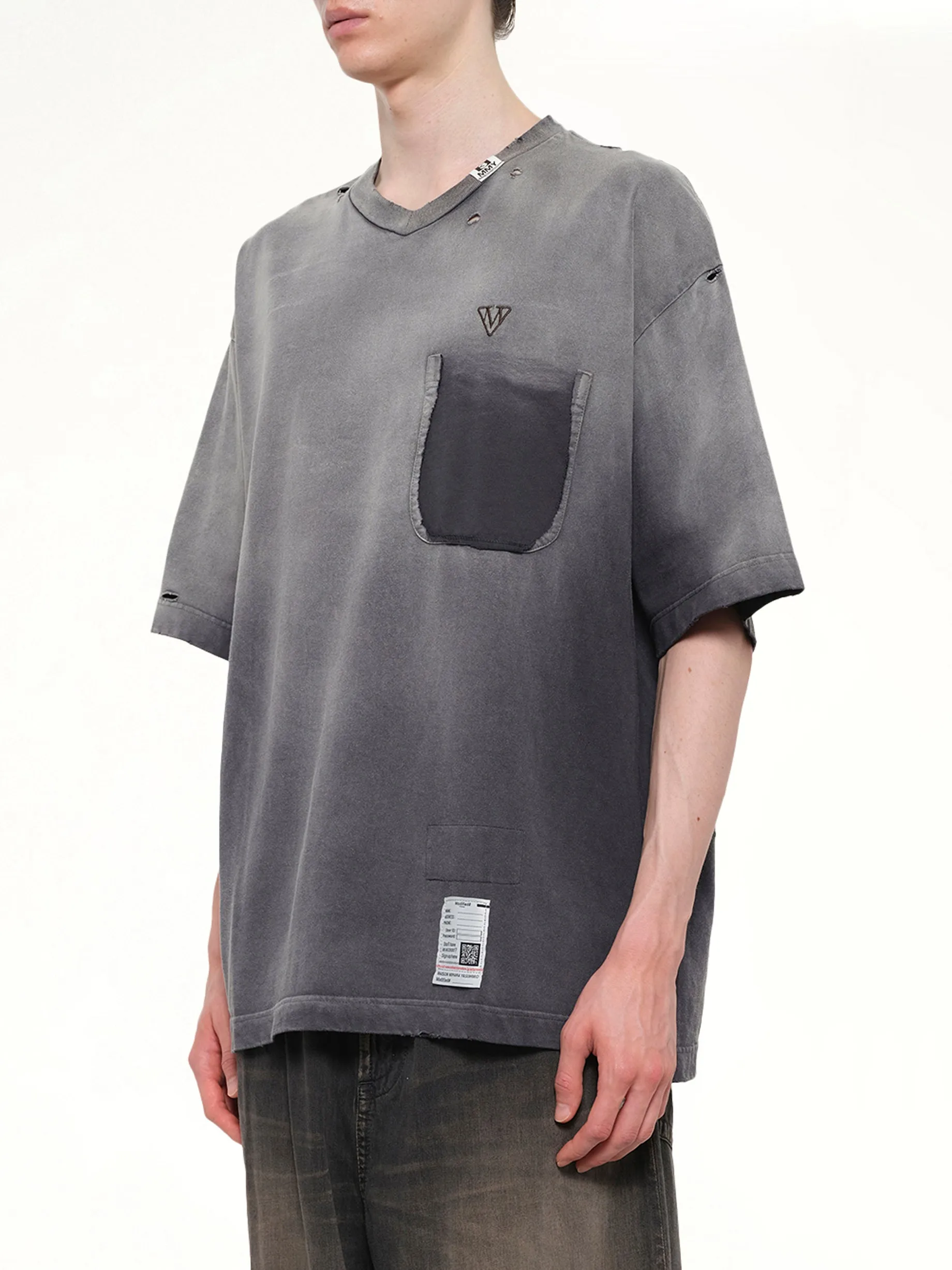 Sun Faded V Neck T-Shirt in Black sold by MARAIS product image thumbnail 3