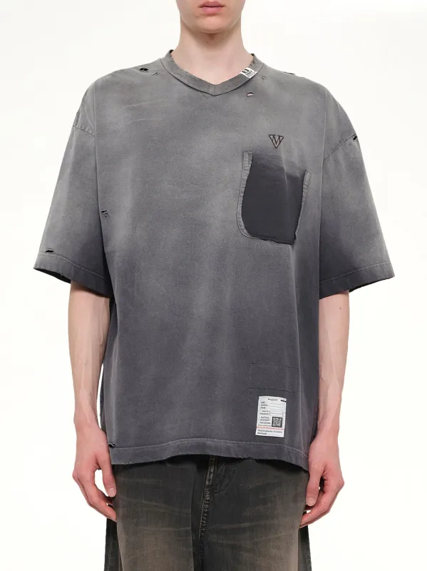 Sun Faded V Neck T-Shirt in Black sold by MARAIS