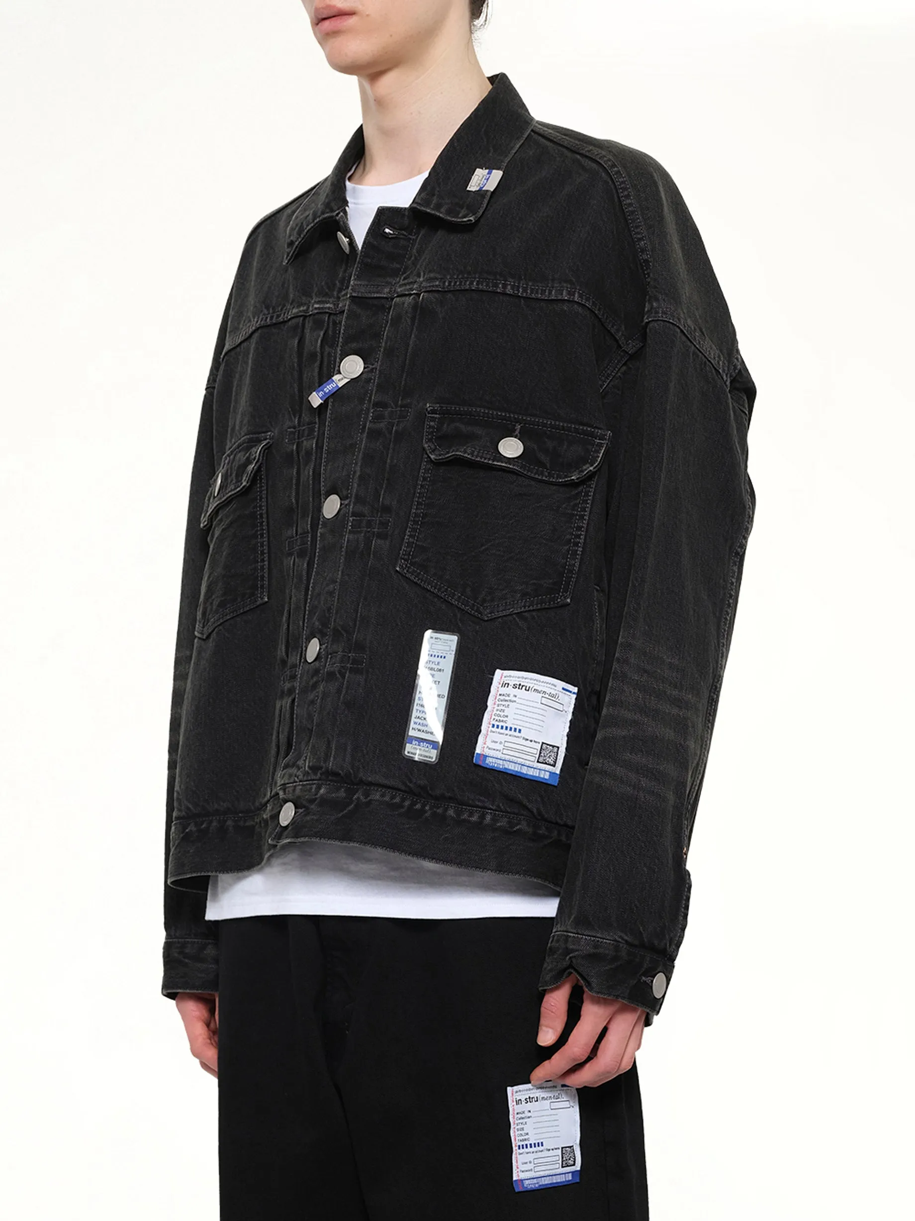 Instrumental Hard Washed Selvage Denim Jacket in Black sold by MARAIS product image thumbnail 3