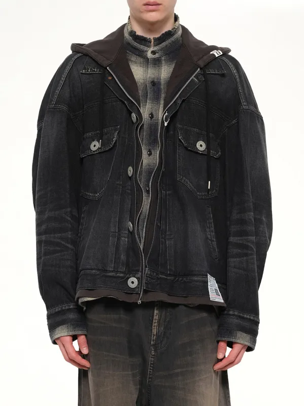 Triple Layered Denim Jacket in Black made by Maison MIHARA YASUHIRO