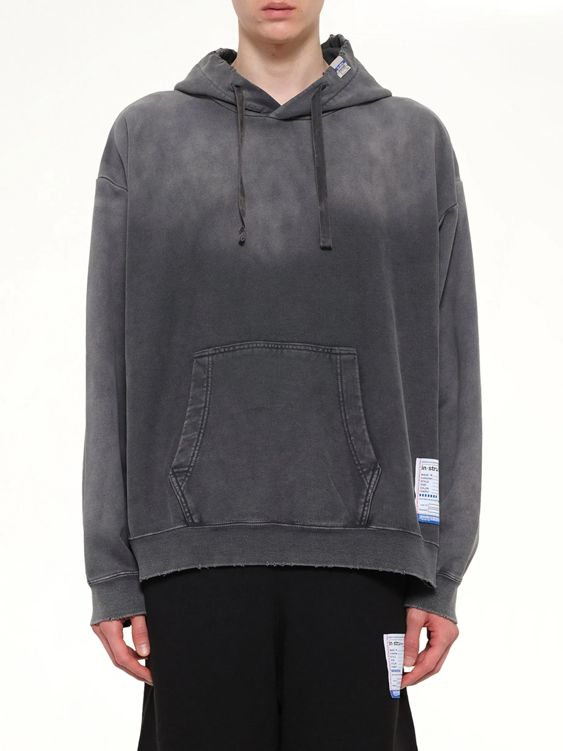 Instrumental French Terry Distressed Hoodie in Black sold by MARAIS