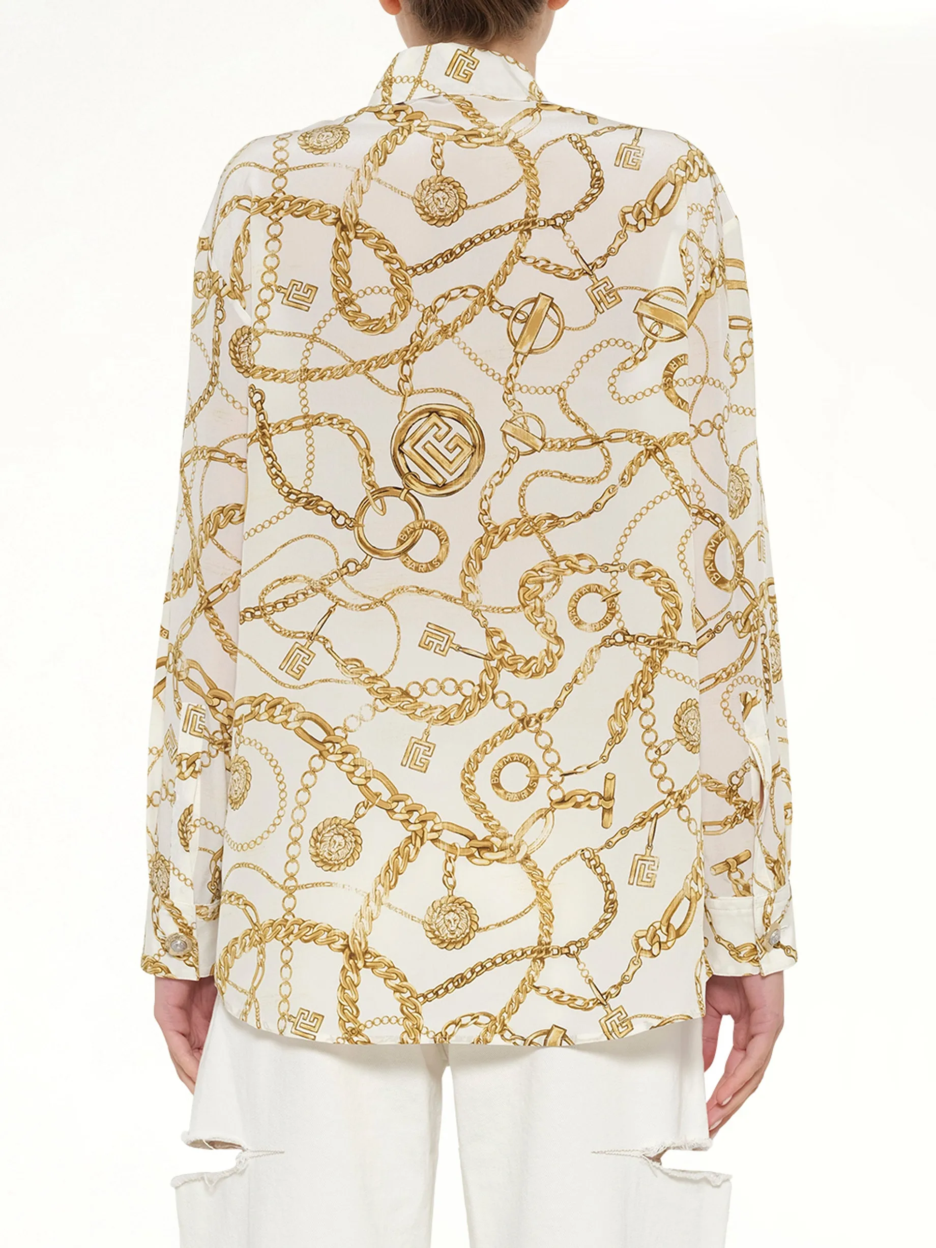 Chains Printed T-Shirt in White/Gold sold by MARAIS product image thumbnail 5