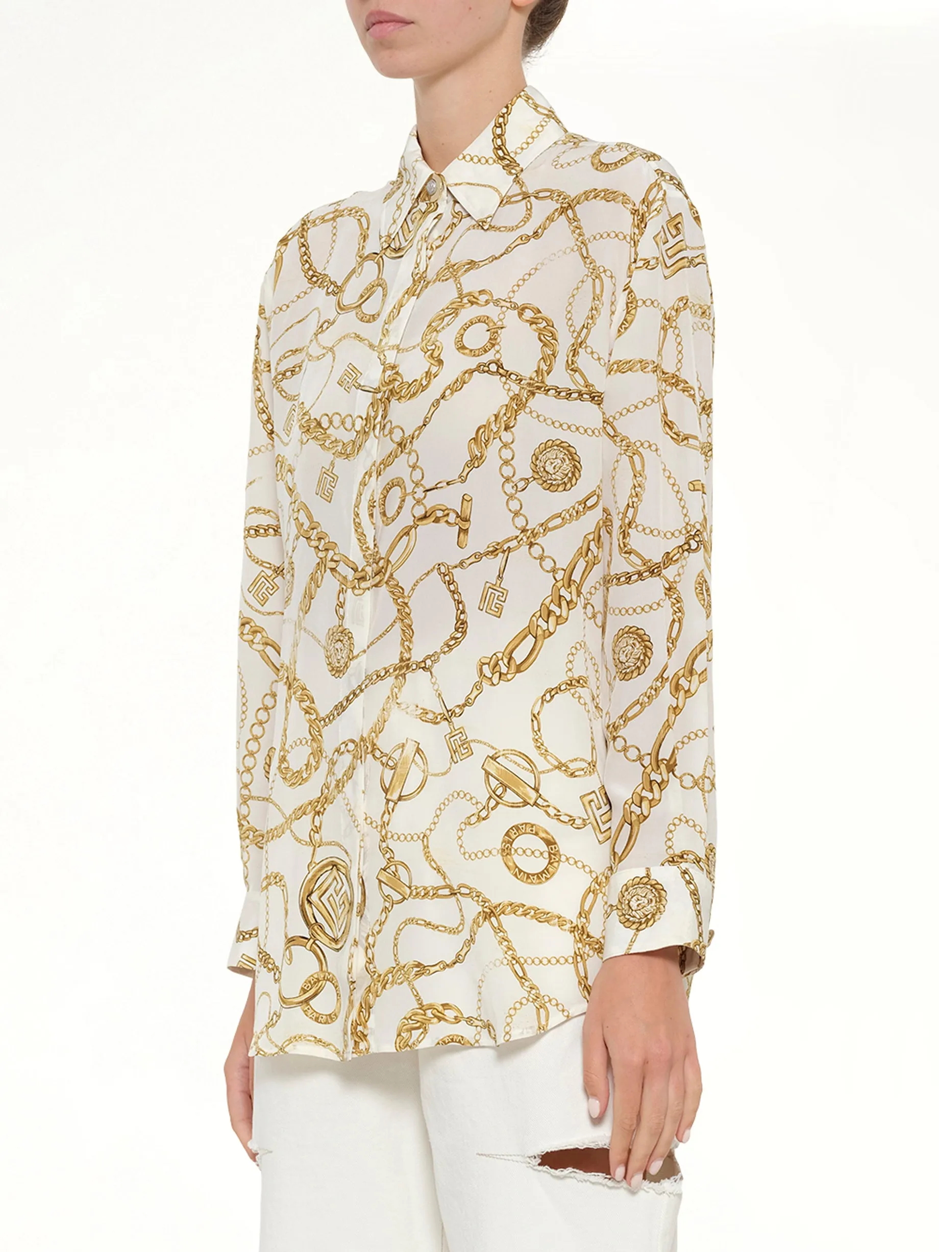 Chains Printed T-Shirt in White/Gold sold by MARAIS product image thumbnail 3