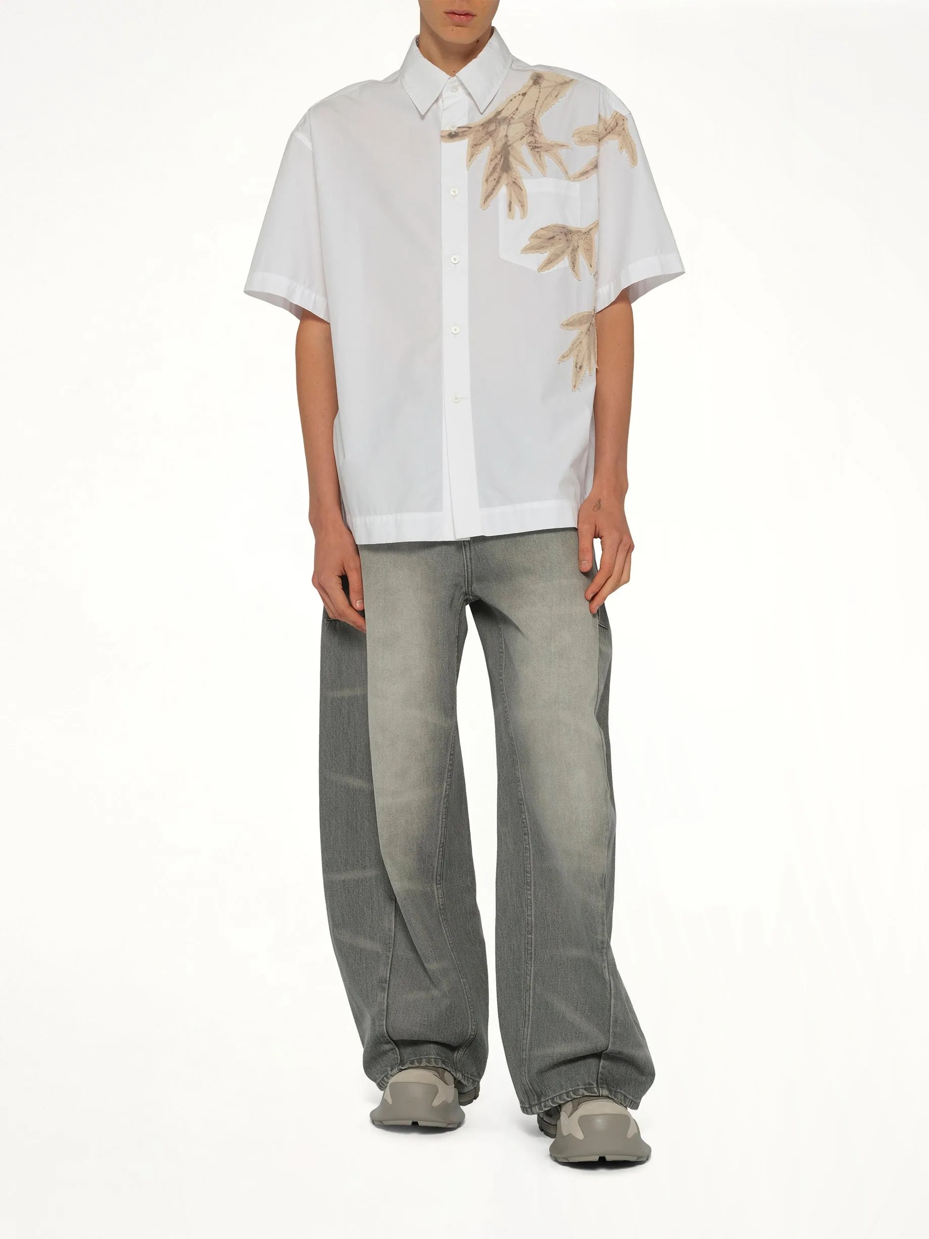 Bamboo Printed Short Sleeve Shirt in White sold by MARAIS product image thumbnail 4