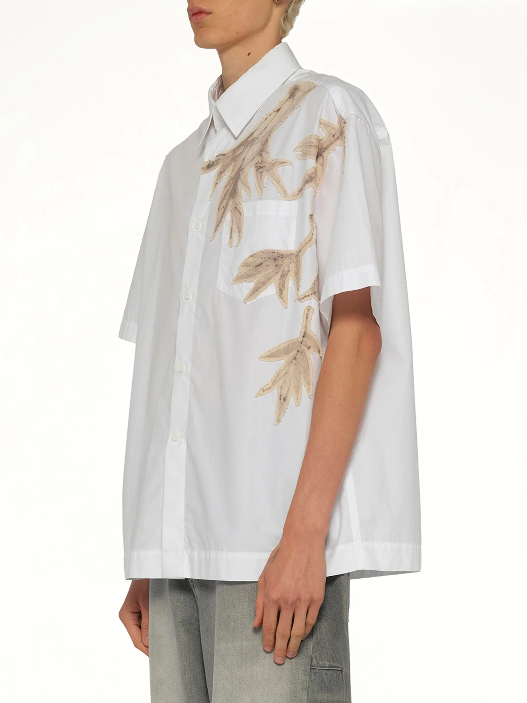 Bamboo Printed Short Sleeve Shirt in White sold by MARAIS product image thumbnail 3