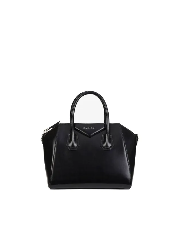 Small Antigona Bag in Box Leather in Black made by Givenchy