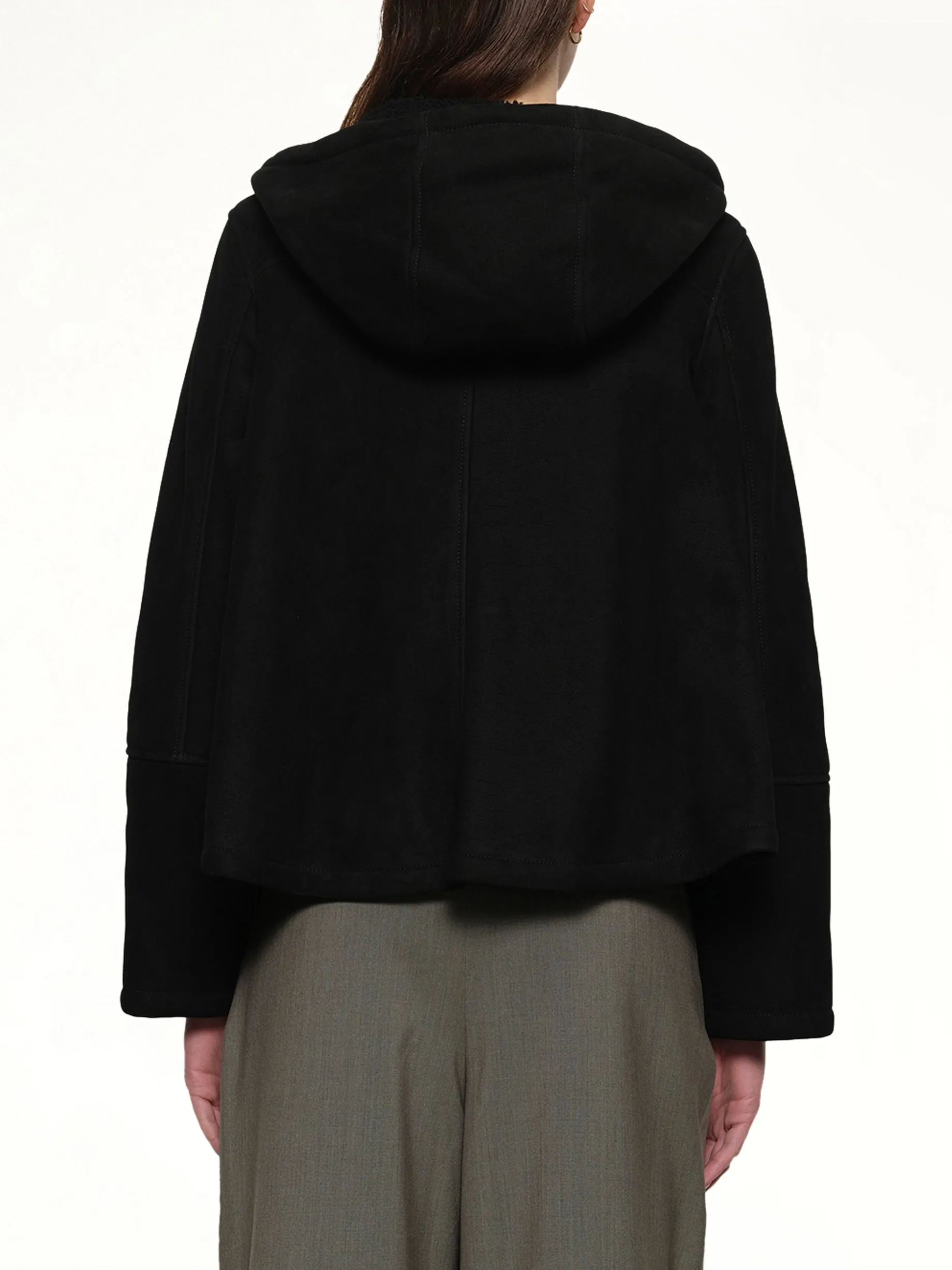 Hooded Shearling Jacket in Black sold by MARAIS product image thumbnail 5