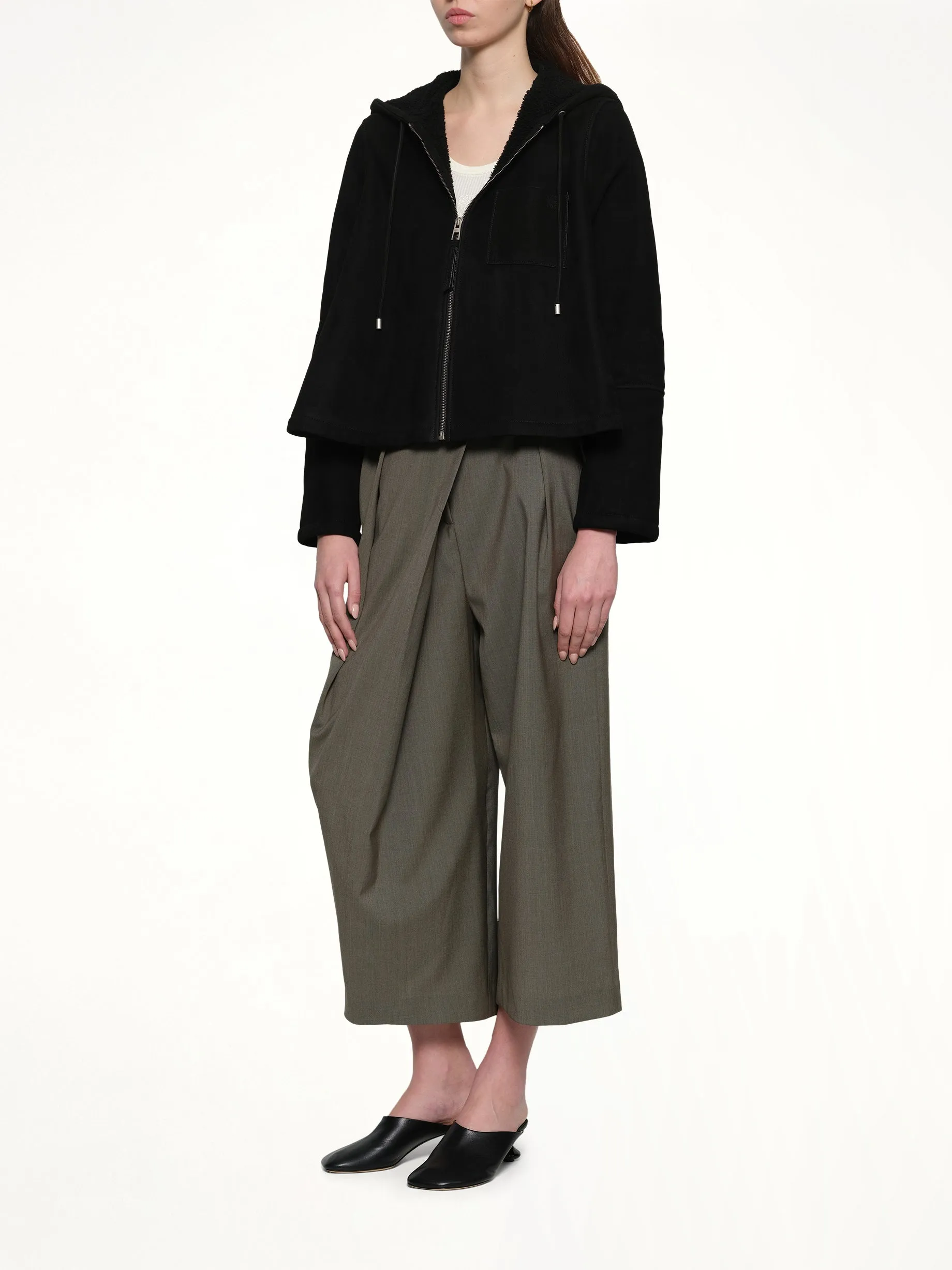 Hooded Shearling Jacket in Black sold by MARAIS product image thumbnail 4