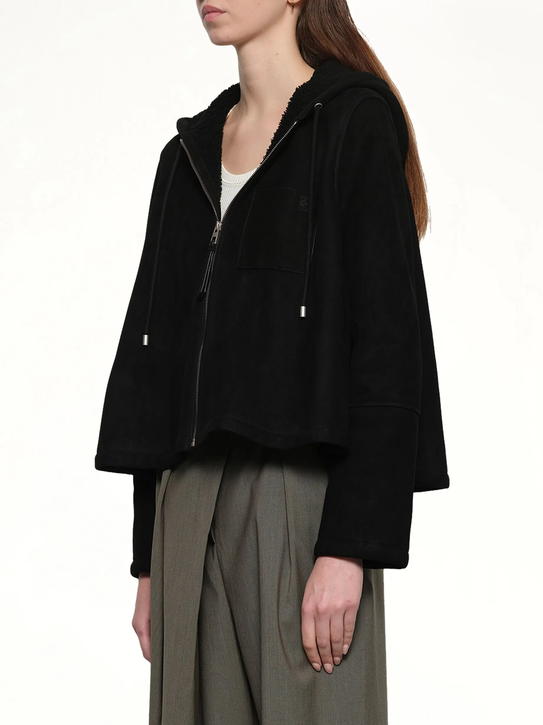 Hooded Shearling Jacket in Black sold by MARAIS product image thumbnail 3