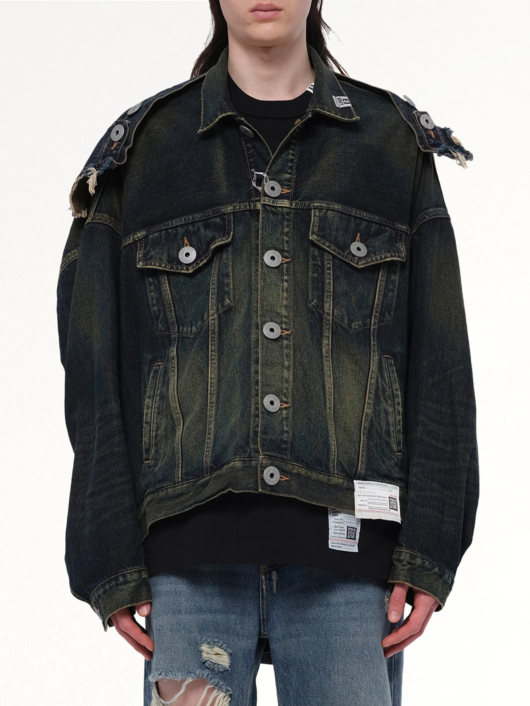 Deconstructed Denim Blouson in Indigo sold by MARAIS