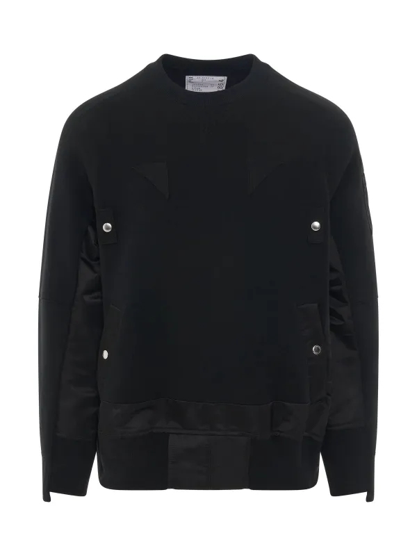 Nylon Twill Sponge Sweat Pullover in Black made by Sacai
