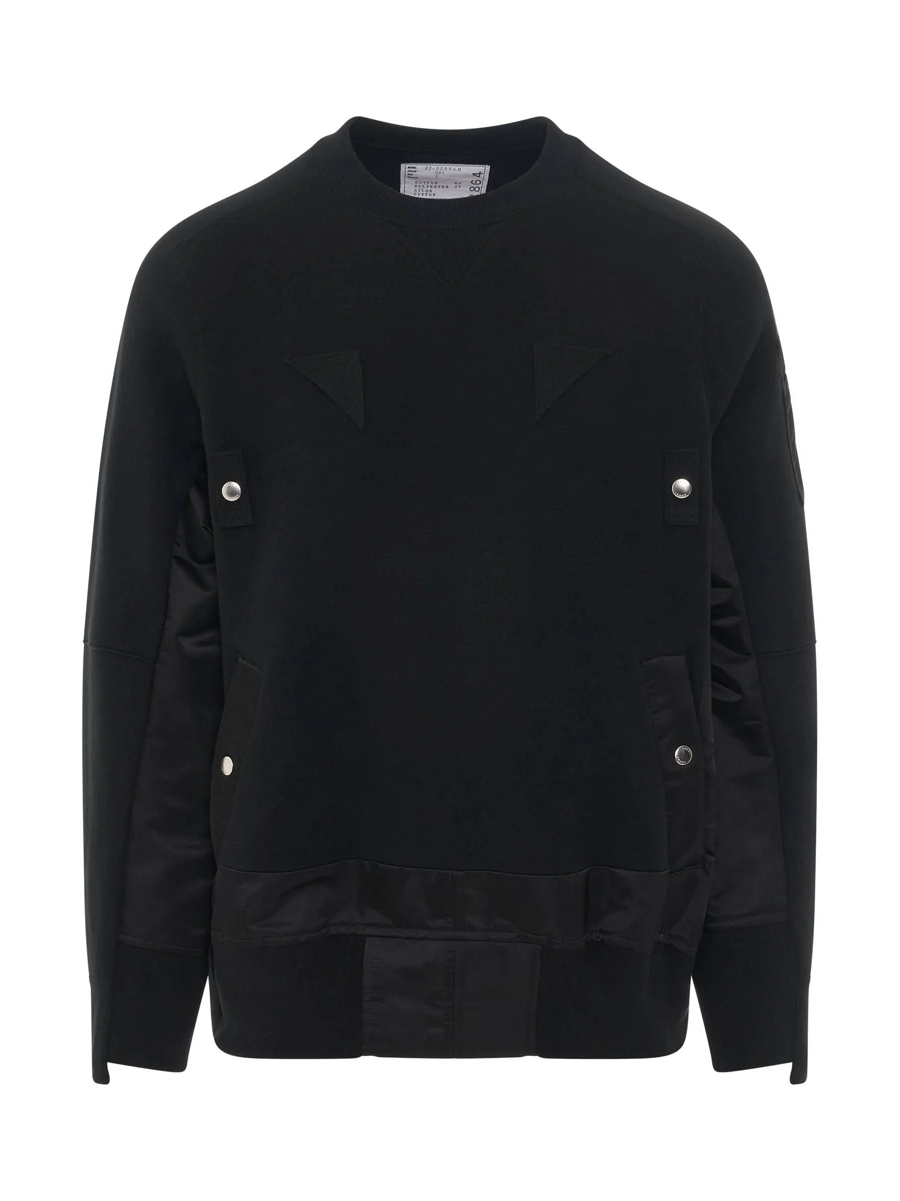 Nylon Twill Sponge Sweat Pullover in Black sold by MARAIS