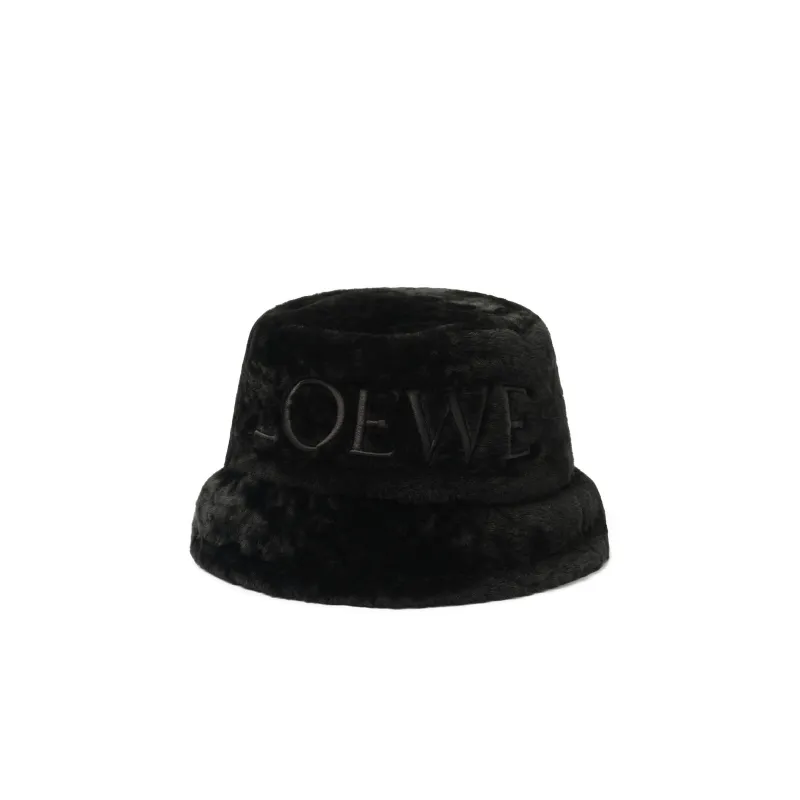 Loewe Shearling Bucket Hat in Black made by Loewe