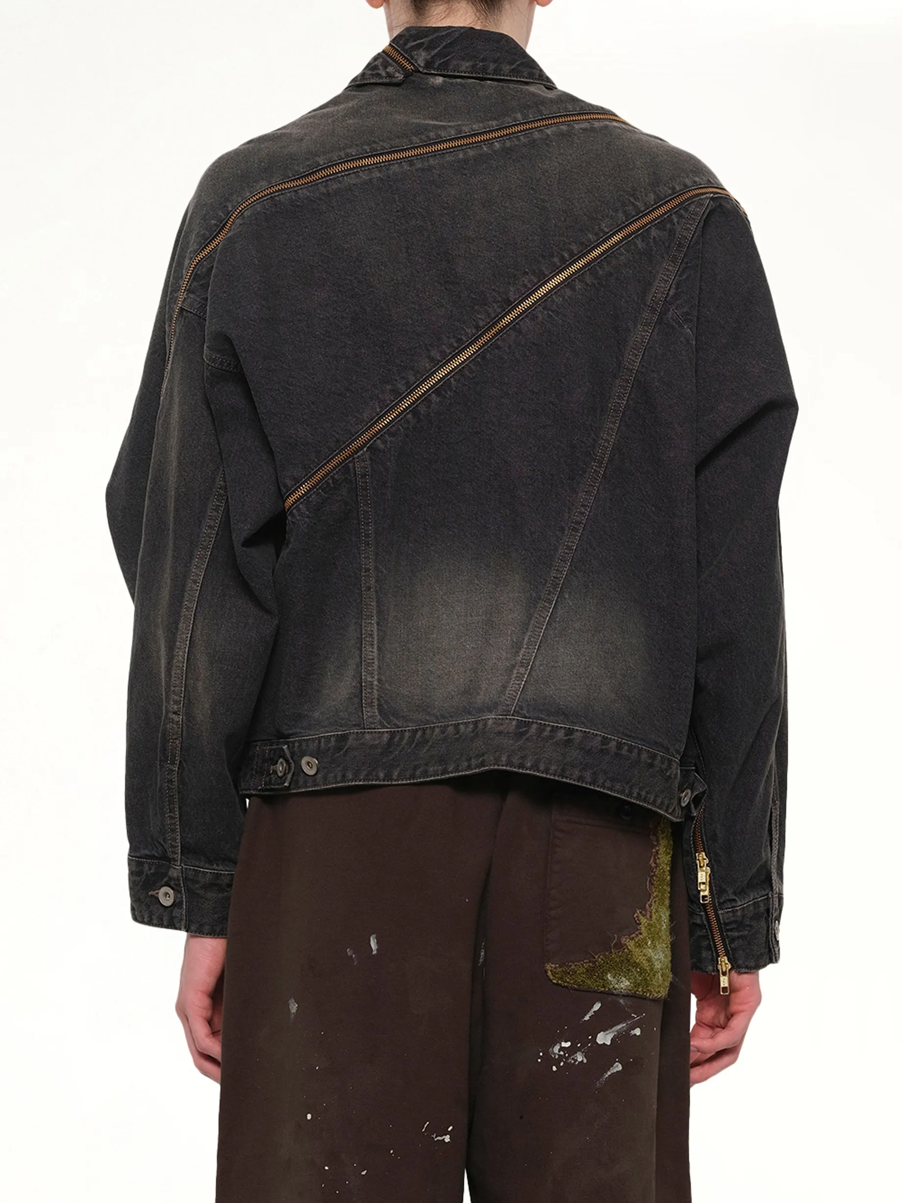 Filleted Zip Denim Jacket in Black sold by MARAIS product image thumbnail 5